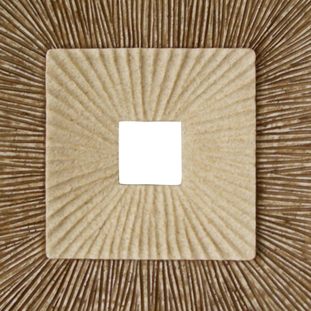 A 26-inch brown concave square double layer ribbed wall plaque showcasing a modern design with a textured finish.