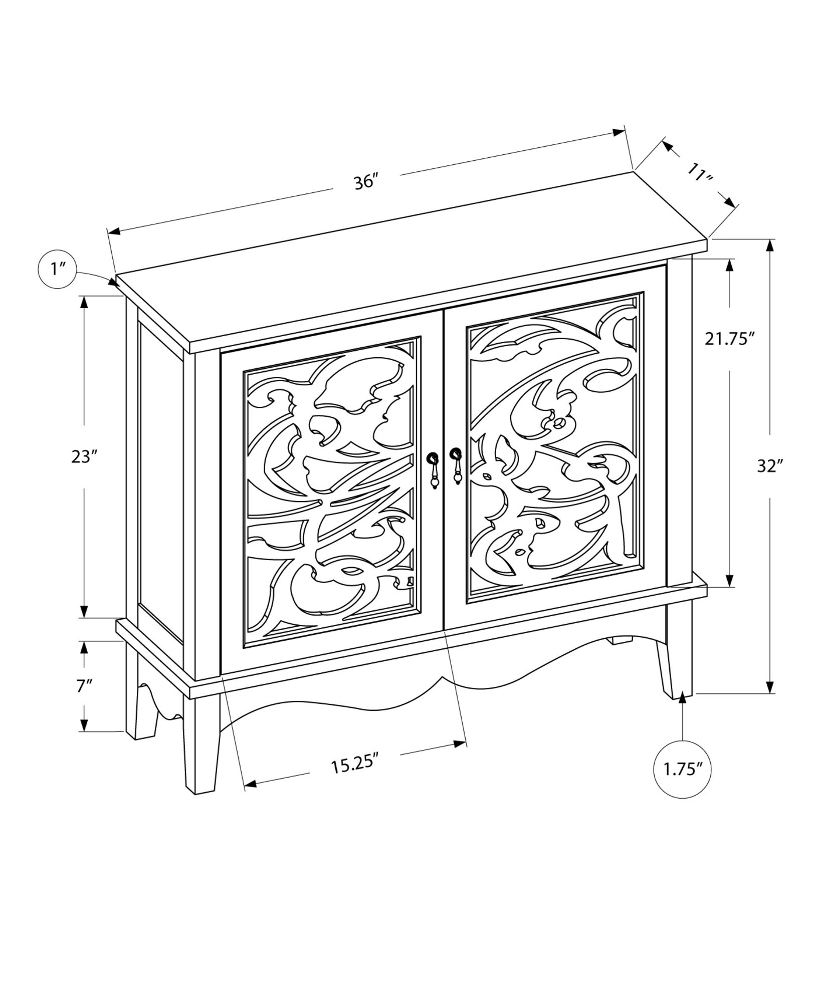 Walnut accent chest with mirrored glass, featuring a drawer and cubby space, stylishly designed for modern interiors.