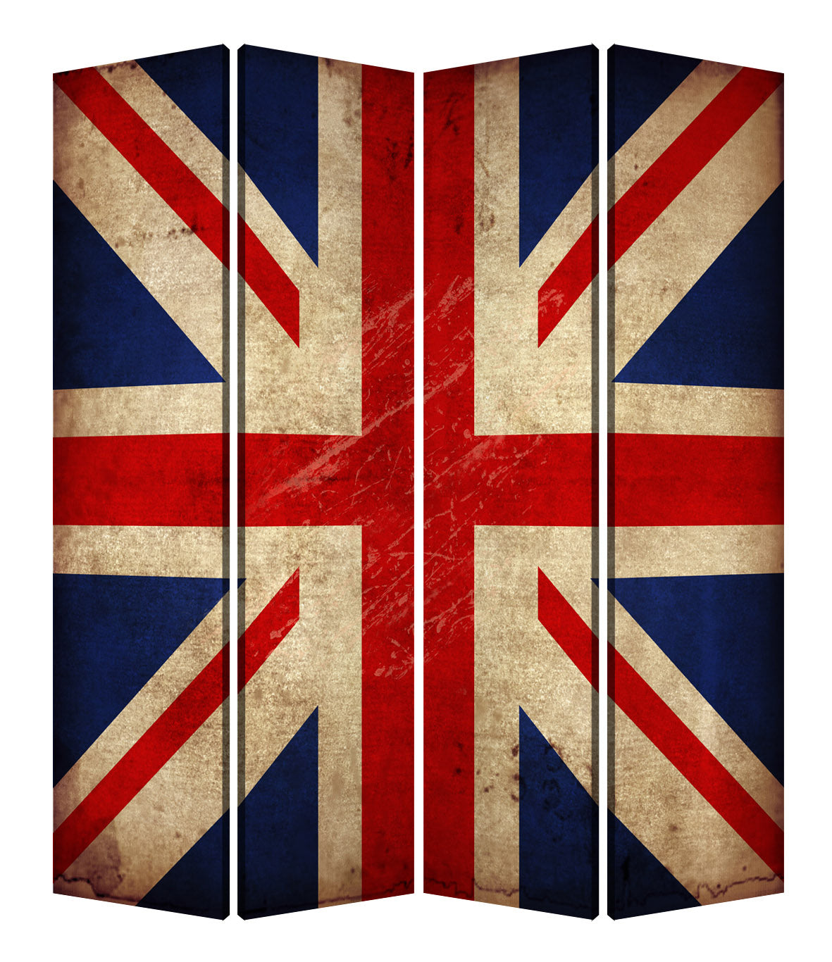 A vibrant 3-panel wood canvas screen featuring a colorful Union Jack design, perfect for room division and decoration.