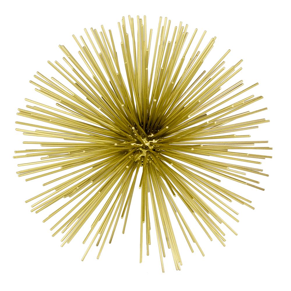 10-inch antique gold finish large urchin sphere, showcasing intricate design and elegant finish, perfect for home decor.