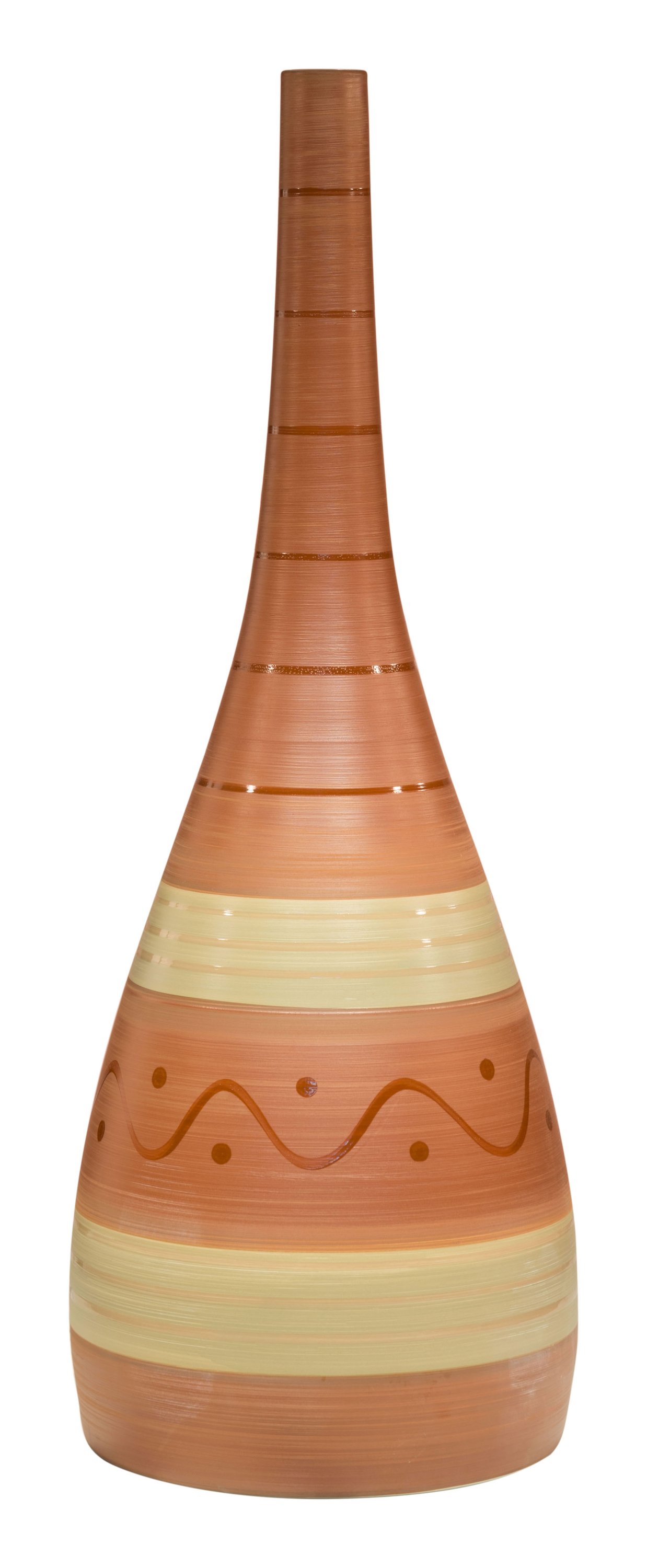 A large ceramic bottle vase in red and gray, featuring glossy highlights, perfect for home decor.