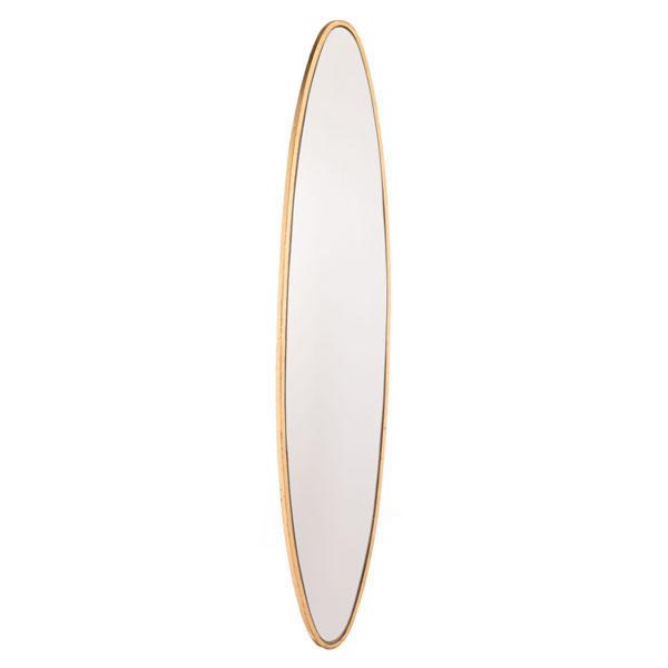 A stylish gold steel oval-shaped mirror with a hammered texture, perfect for home decor.