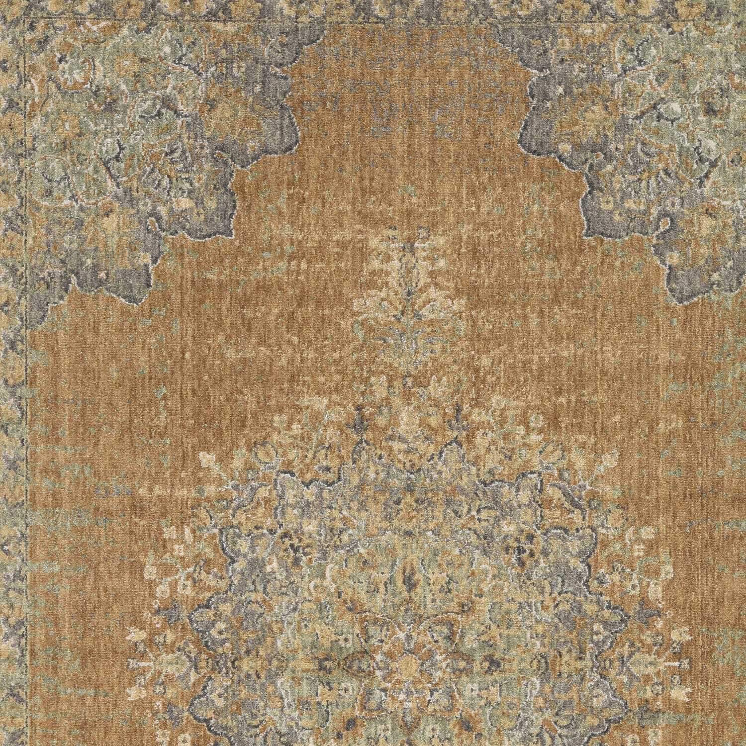 108" X 108" Coffee Wool Rug featuring a vintage traditional design with soft colors, perfect for enhancing any living space.