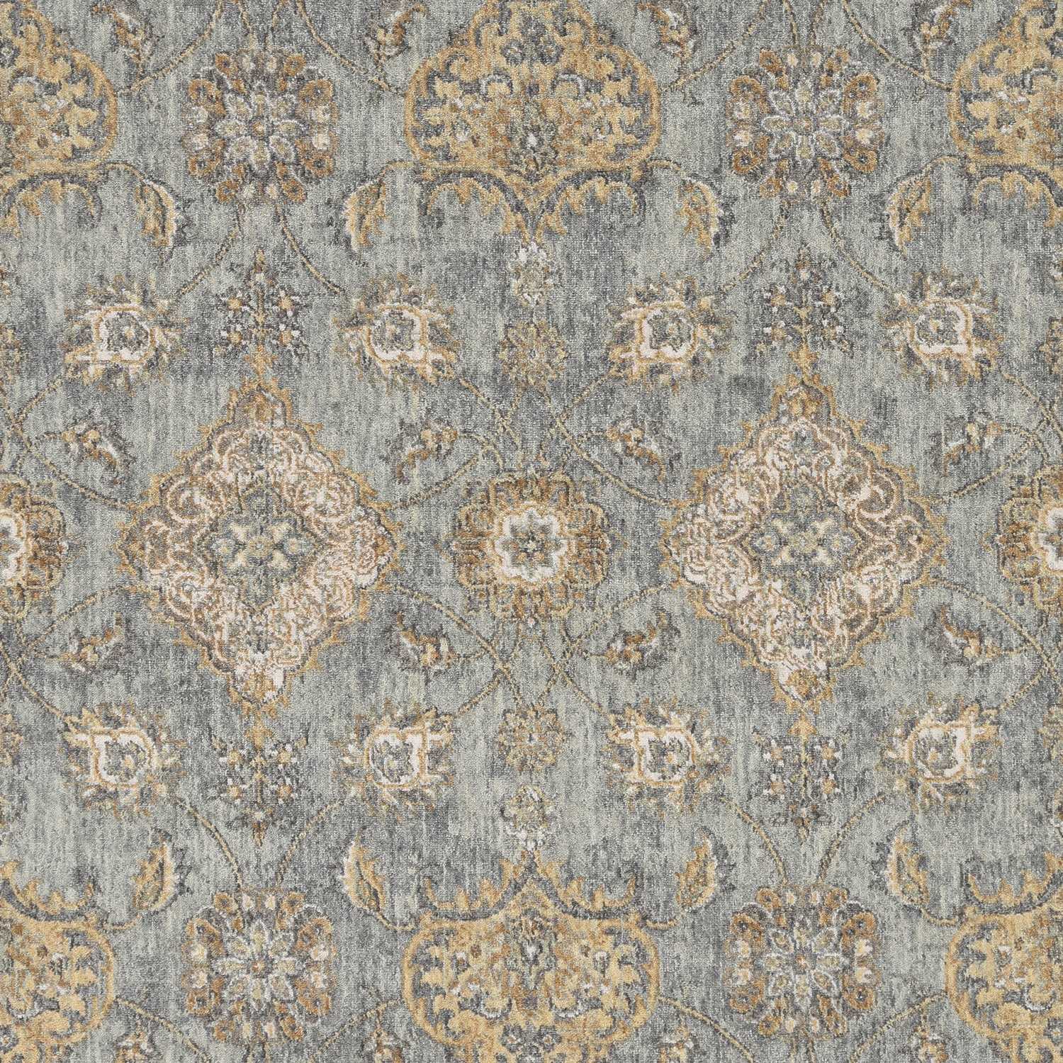 108 x 108 sage green wool rug with traditional vintage design, perfect for living rooms.