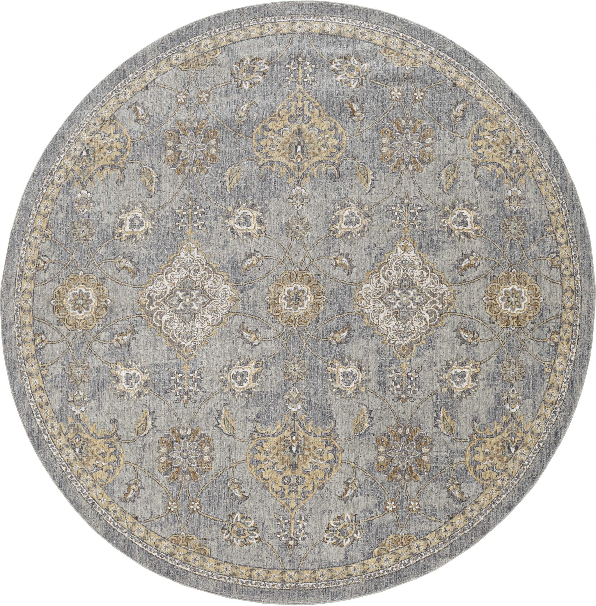 108 x 108 sage green wool rug with traditional vintage design, perfect for living rooms.