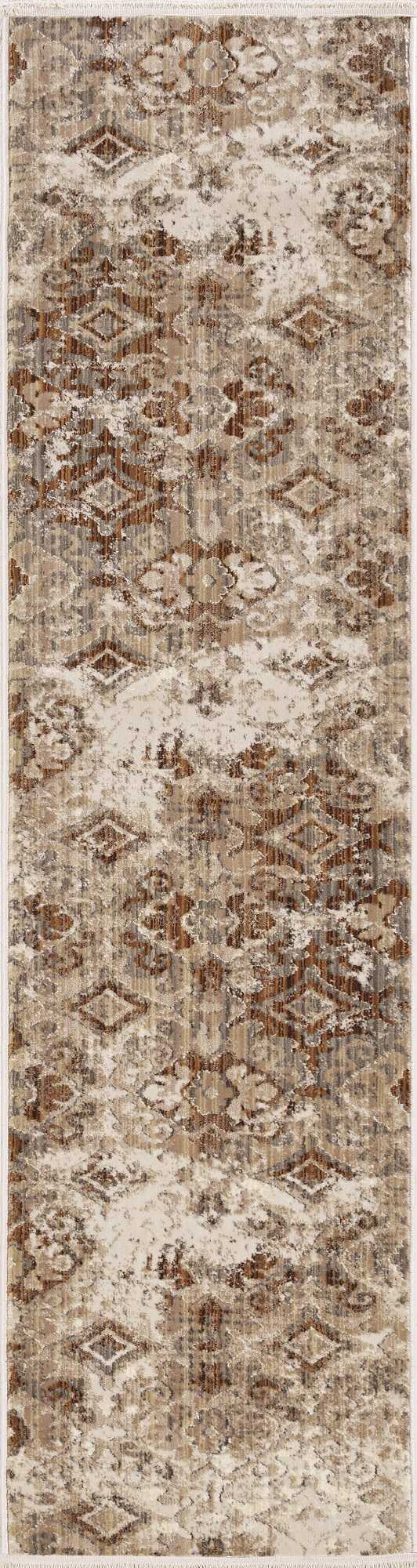 108 x 144 Sand Polypropylene Rug featuring a distressed vintage design in a neutral sand brown color, perfect for enhancing living spaces.