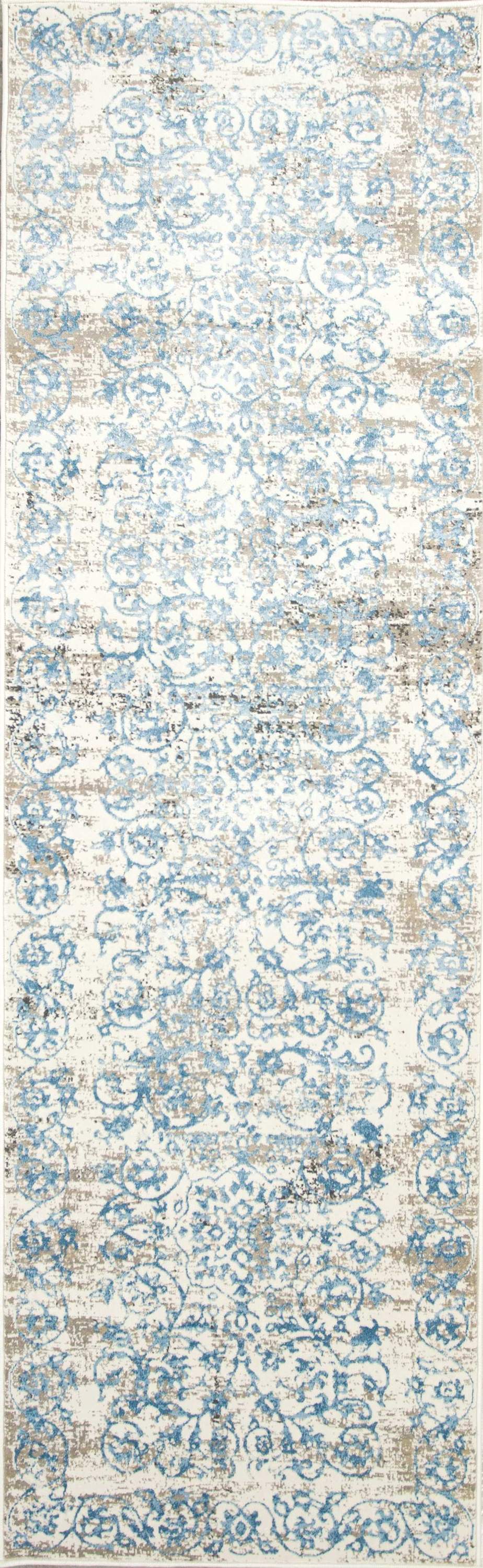 108" x 156" Ivory Polypropylene Rug with vintage patterns, showcasing plush texture and elegant design.