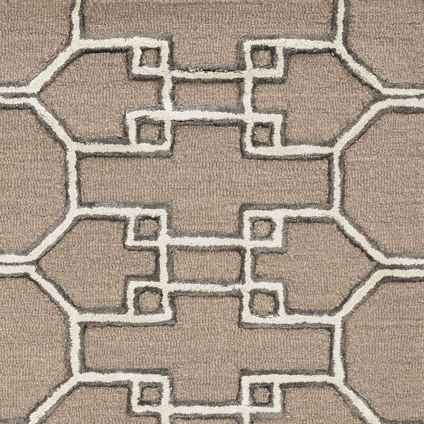 108 x 156 Mocha Wool or Viscose Rug featuring intricate Asian trellis design, hand-tufted in India with a luxurious texture.