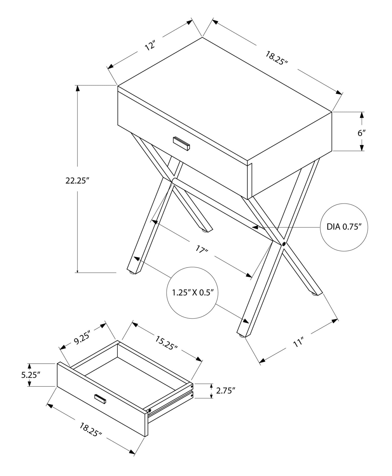 Elegant dark taupe finish accent table with chrome metal accents, perfect for living room decor.