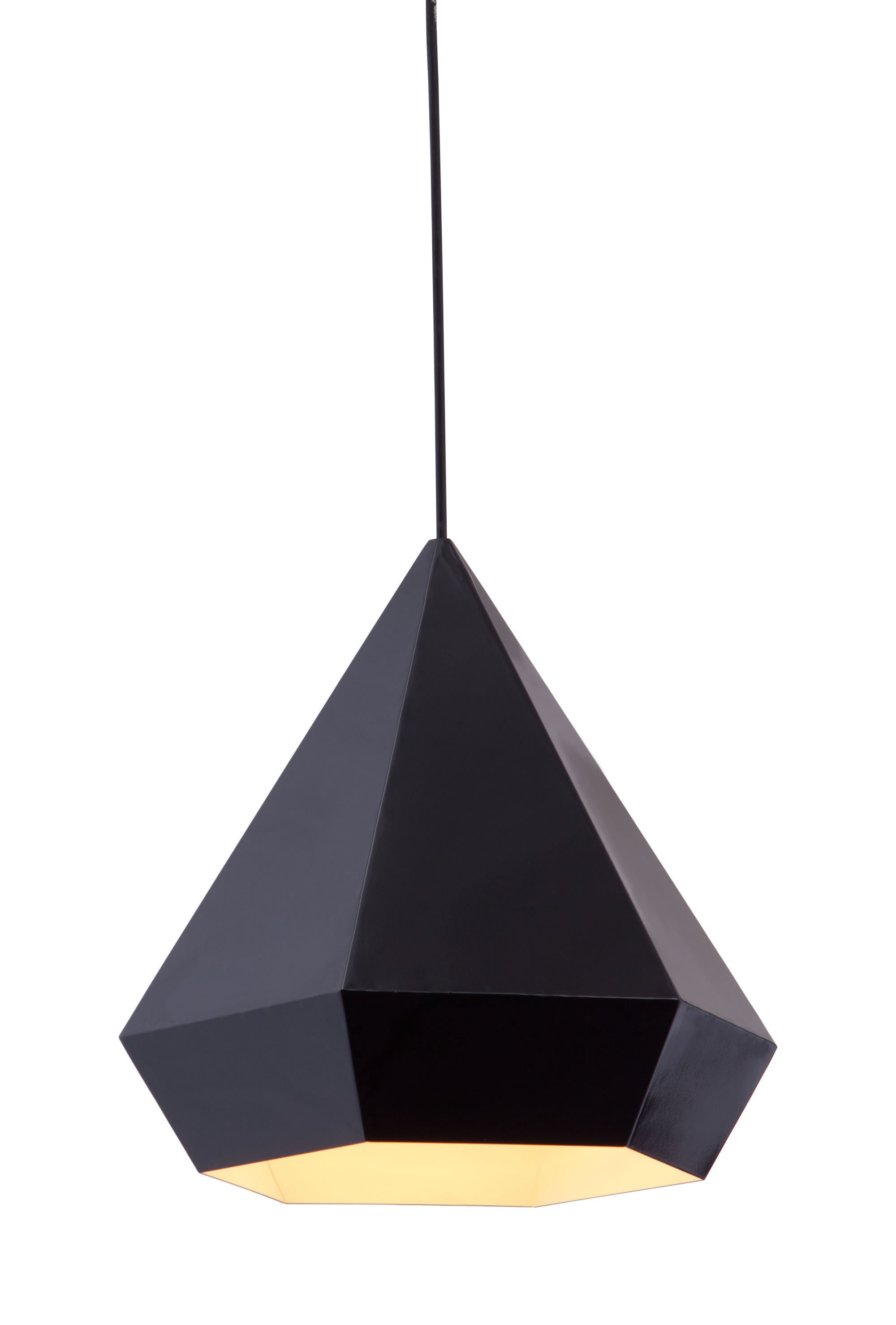 A stylish black painted metal ceiling lamp with geometric design, perfect for modern interiors.