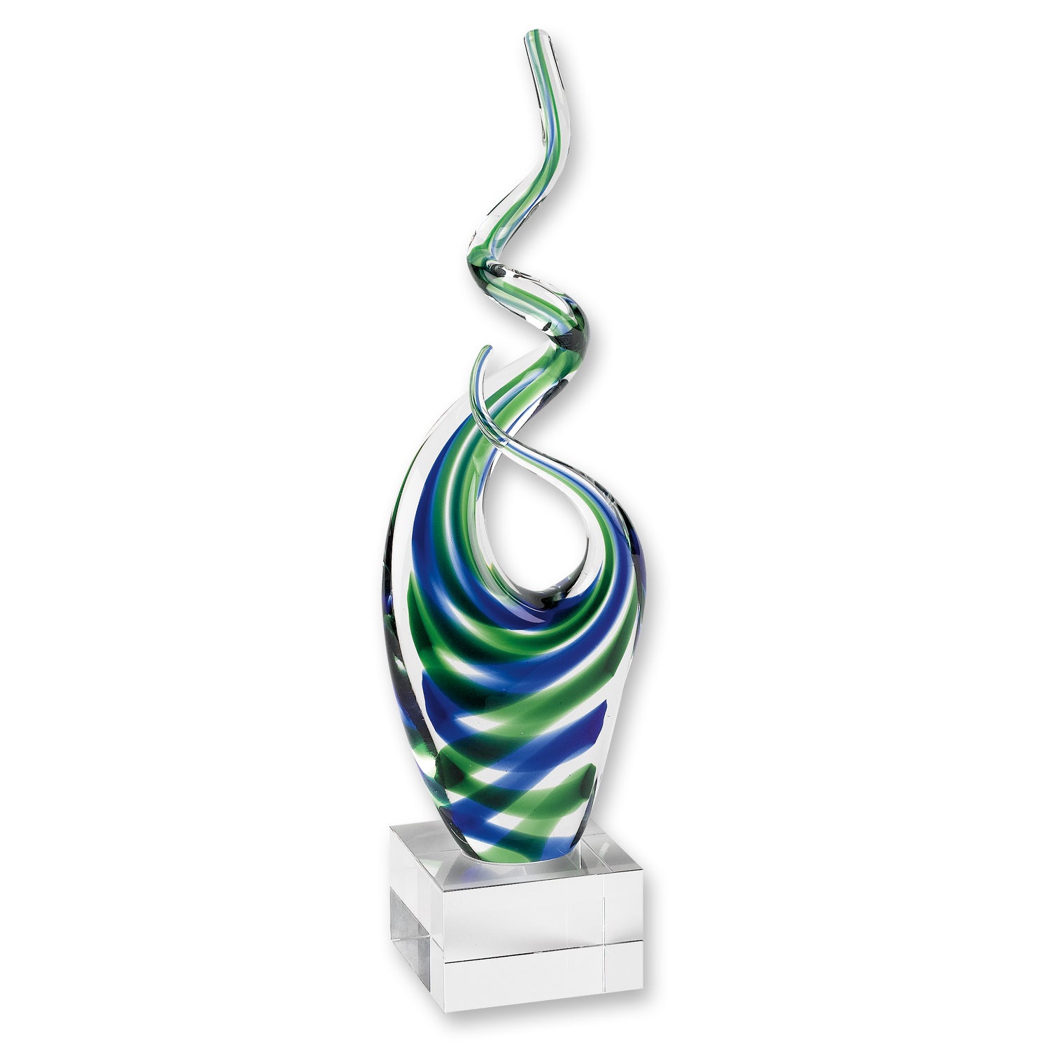 A stunning 14-inch multi-color glass dolphin centerpiece, showcasing vibrant colors and elegant design, perfect for home decoration.