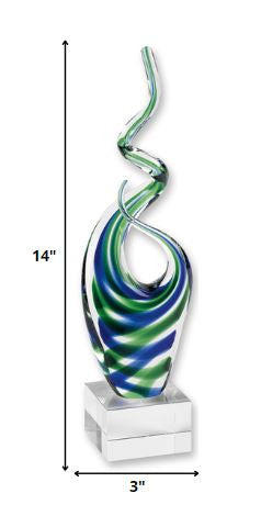 A stunning 14-inch multi-color glass dolphin centerpiece, showcasing vibrant colors and elegant design, perfect for home decoration.