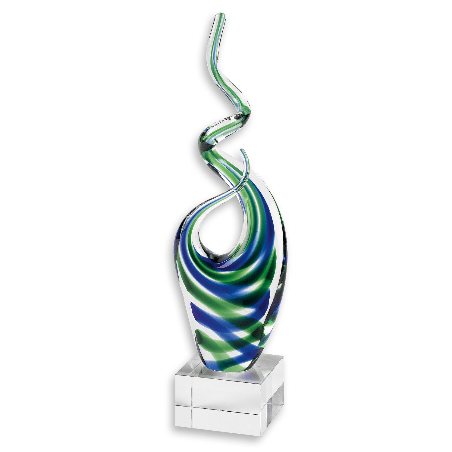 A stunning 14-inch multi-color glass dolphin centerpiece, showcasing vibrant colors and elegant design, perfect for home decoration.