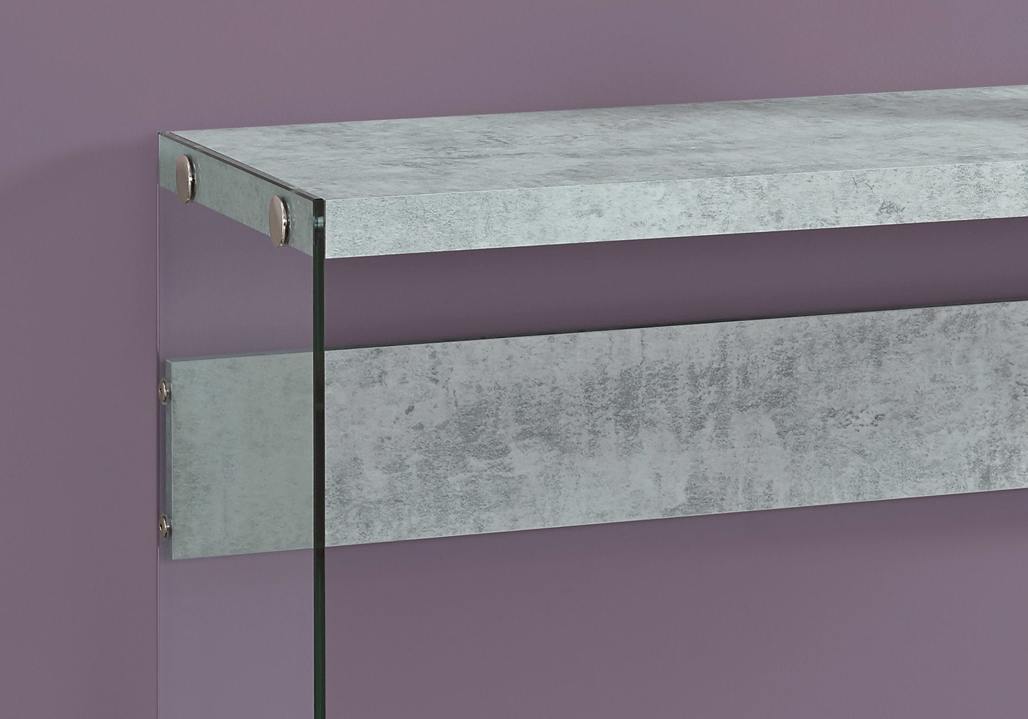 Elegant dark taupe accent table with clear tempered glass top, showcasing a stylish design suitable for any room.