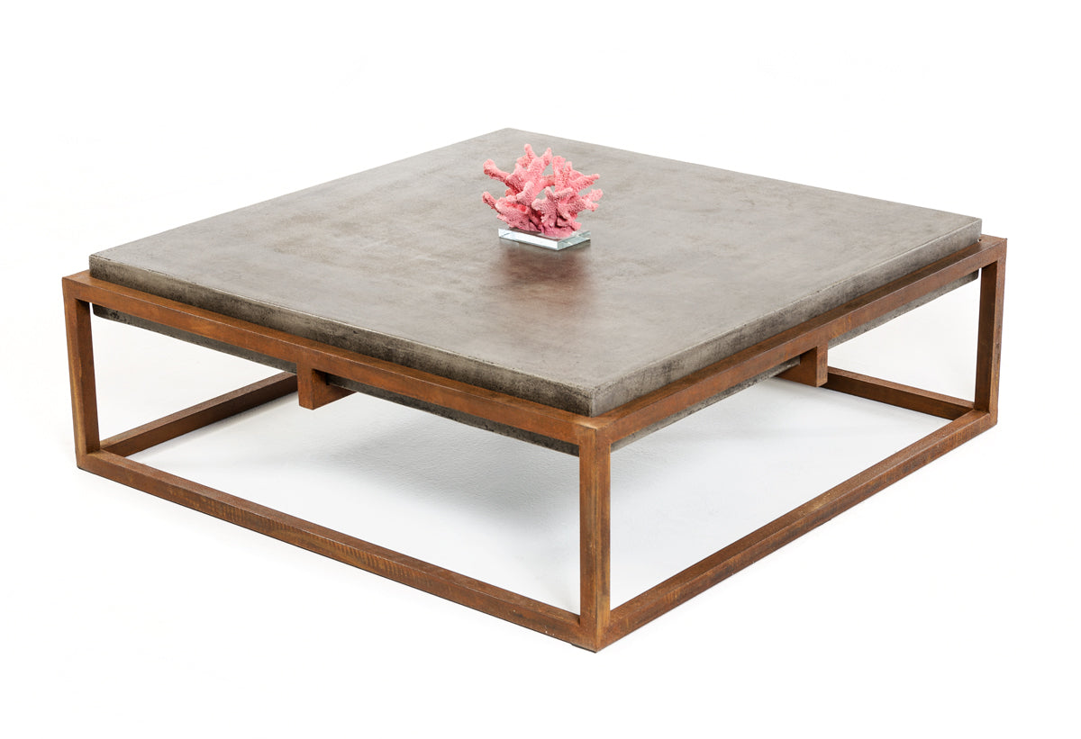 15-inch Concrete and Metal Coffee Table showcasing a contemporary design with a grey concrete top and a sturdy metal base, perfect for modern living spaces.