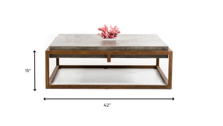 15-inch Concrete and Metal Coffee Table showcasing a contemporary design with a grey concrete top and a sturdy metal base, perfect for modern living spaces.