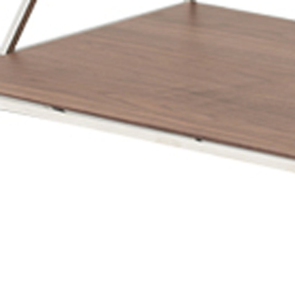 15-inch coffee table featuring walnut veneer, glass top, and steel base, showcasing a modern and elegant design.