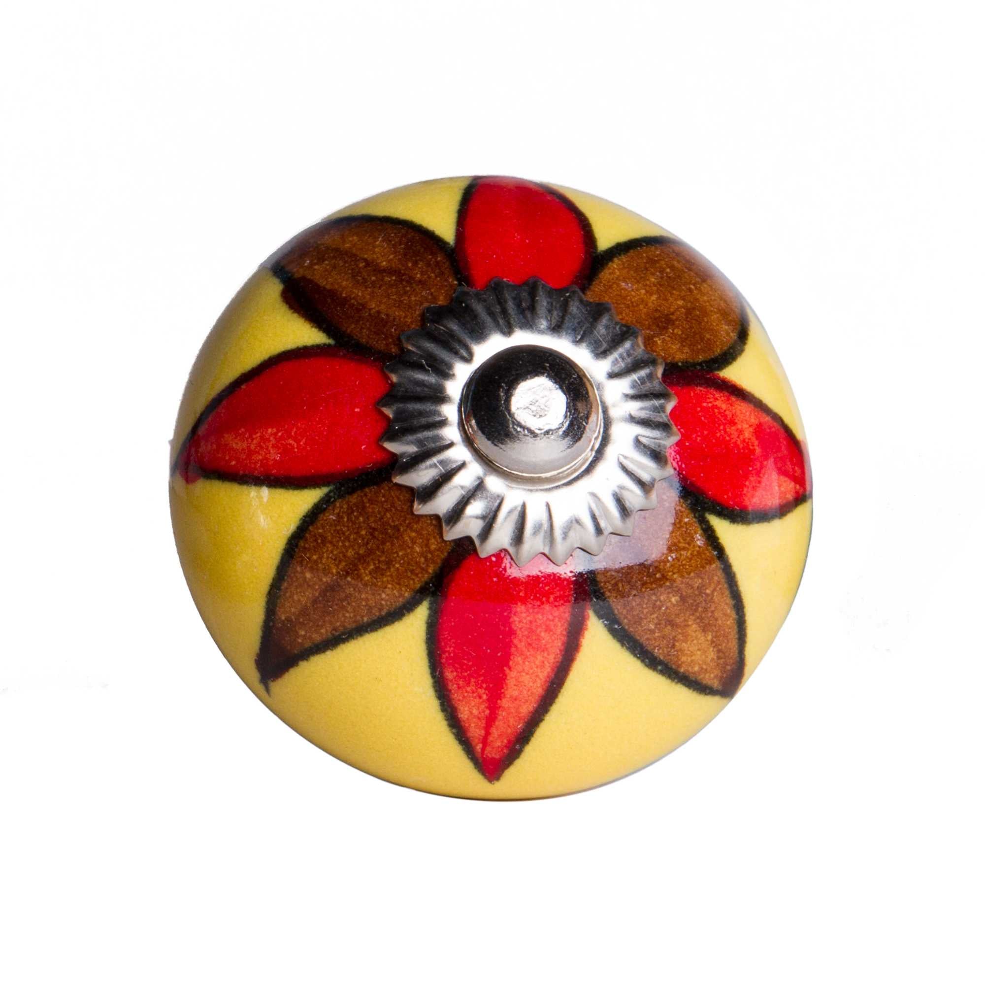 A vibrant 8 pack of 1.5-inch ceramic knobs in multicolor, showcasing unique hand-painted designs, perfect for cabinets and drawers.