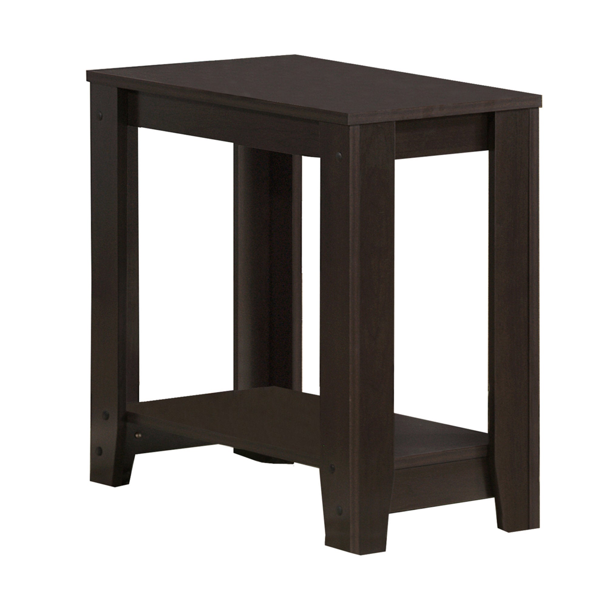 Stylish grey particle board laminate accent table measuring 11.75x23.75x22 inches, perfect for home decor.