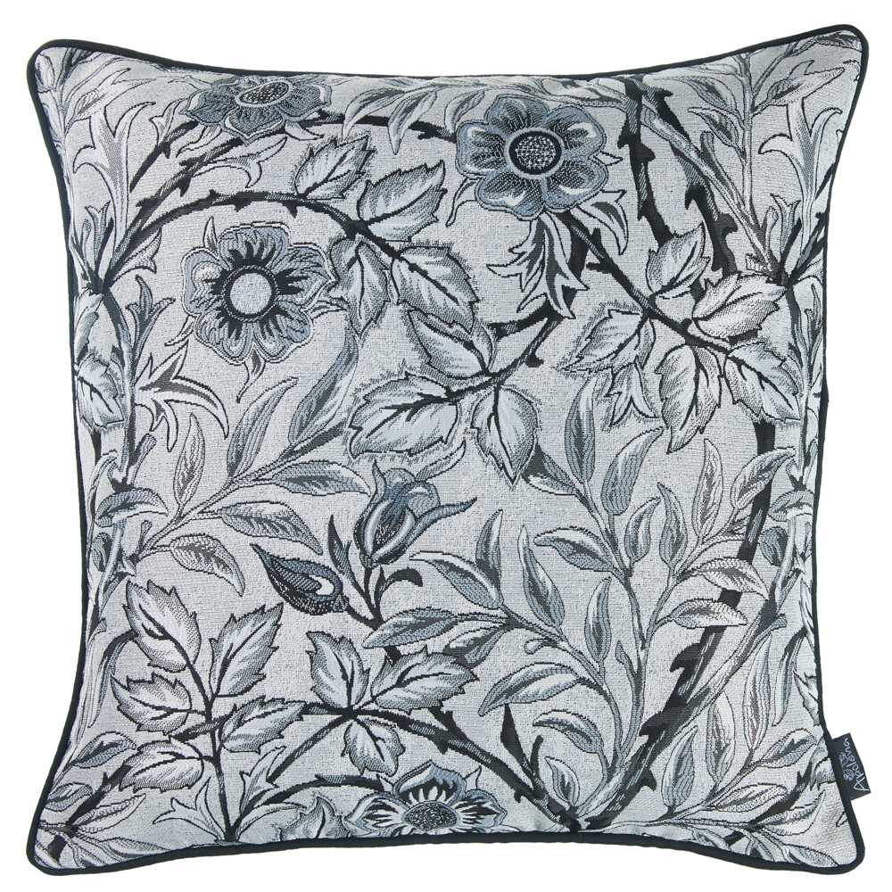 17x17 Grey Jacquard Artistic Leaf Decorative Throw Pillow showcasing intricate leaf design and luxurious fabric.