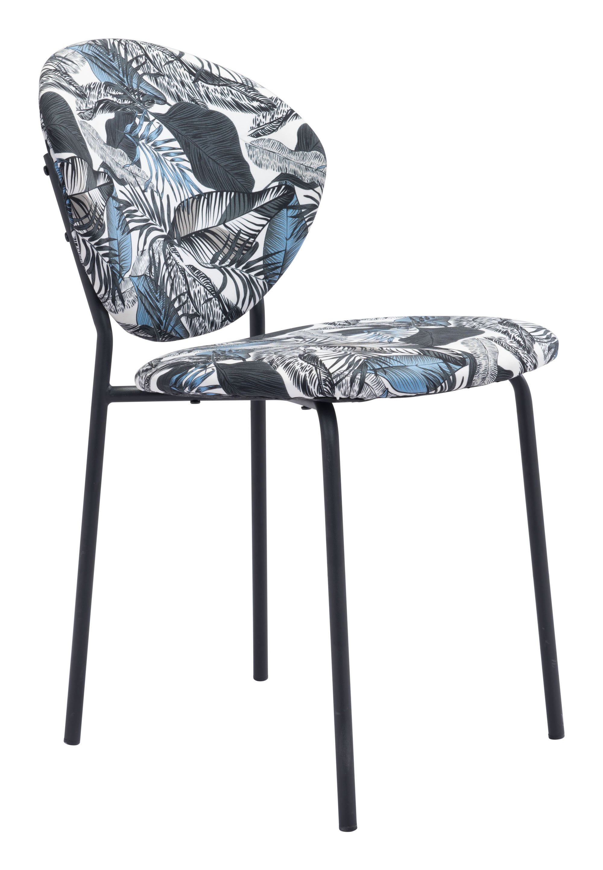 A stylish Leaf Multicolor & Black Chair featuring a leaf textured design, made from durable steel and plywood, perfect for dining areas.