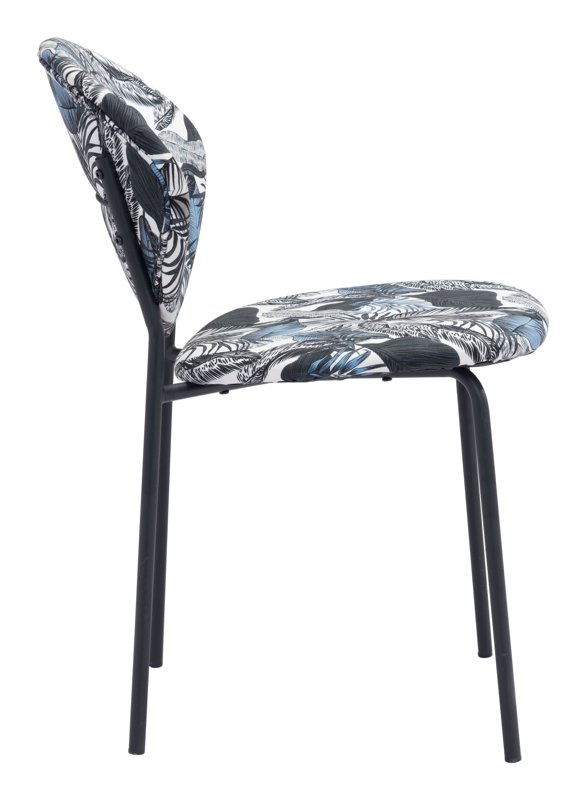 A stylish Leaf Multicolor & Black Chair featuring a leaf textured design, made from durable steel and plywood, perfect for dining areas.