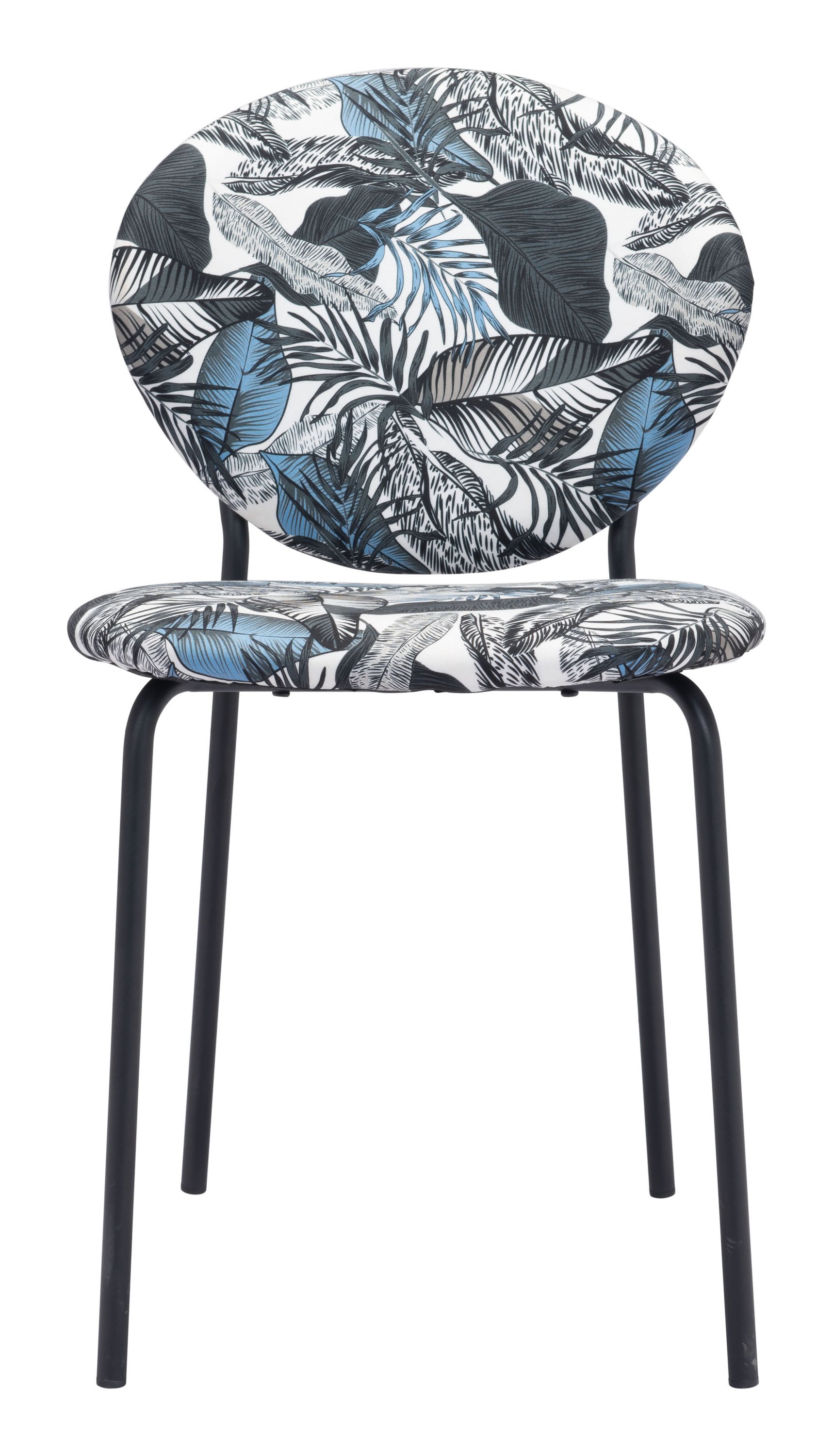 A stylish Leaf Multicolor & Black Chair featuring a leaf textured design, made from durable steel and plywood, perfect for dining areas.