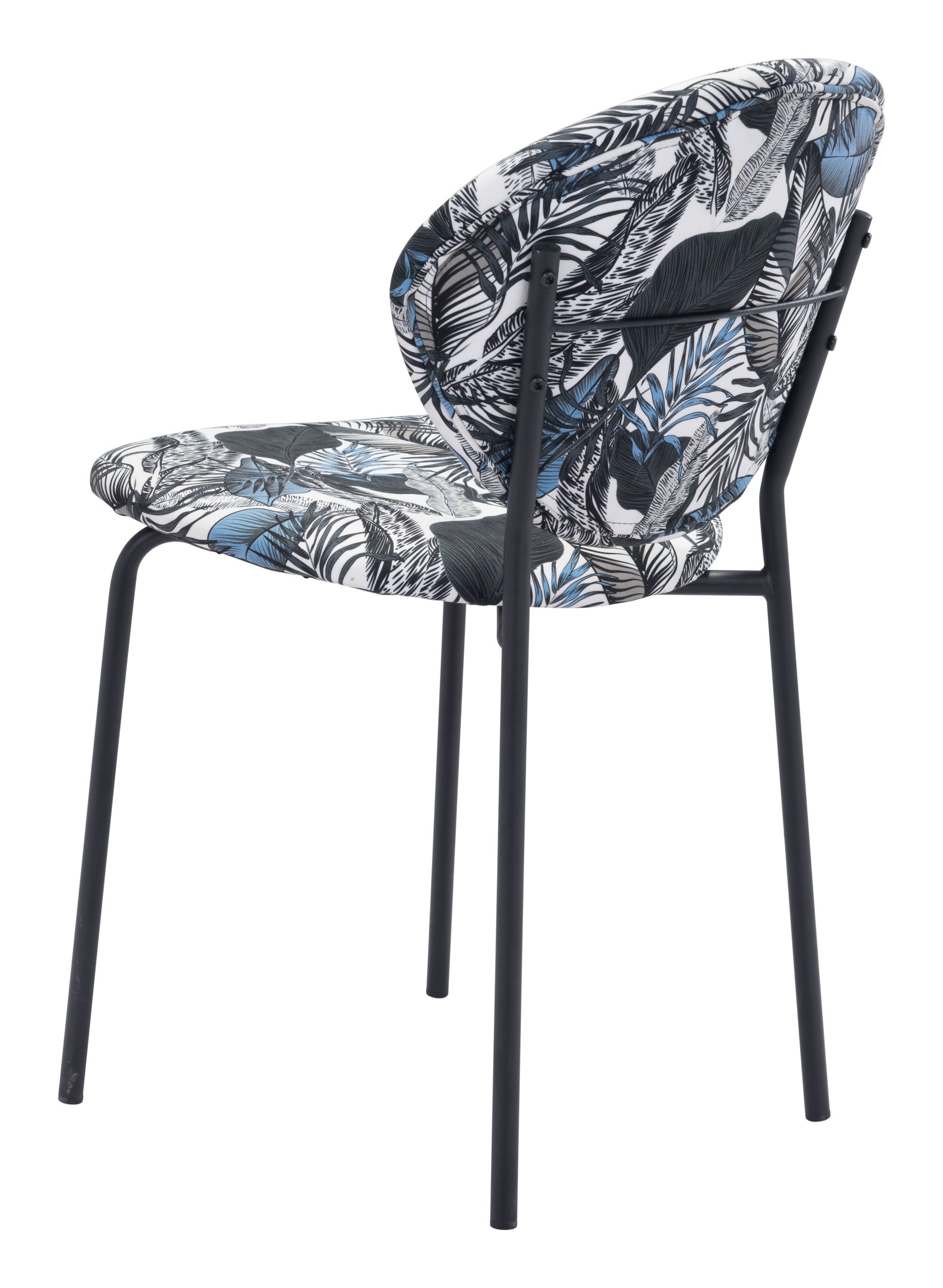 A stylish Leaf Multicolor & Black Chair featuring a leaf textured design, made from durable steel and plywood, perfect for dining areas.