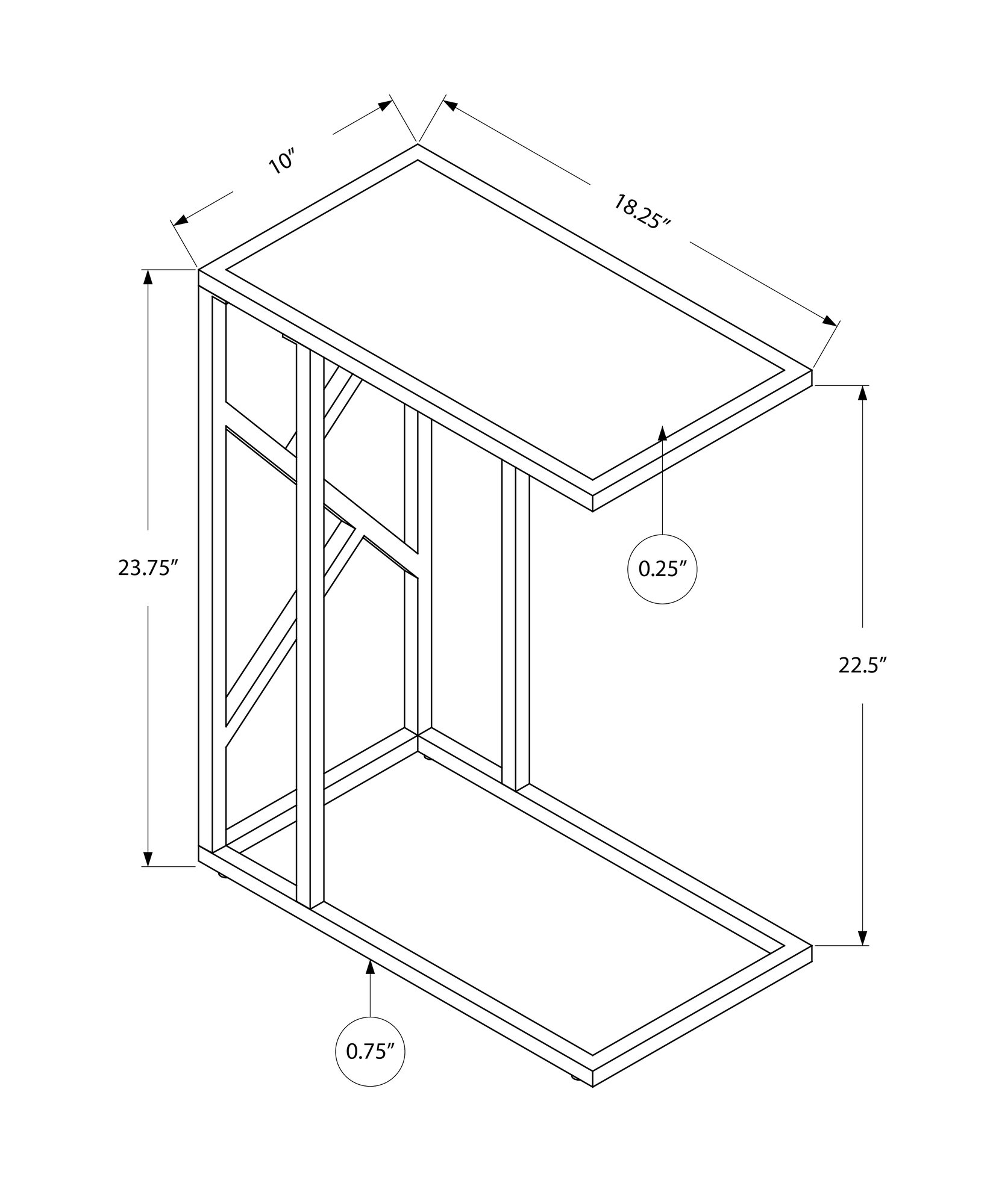 Elegant black metal and glass accent table with particle board, perfect for living room decor.