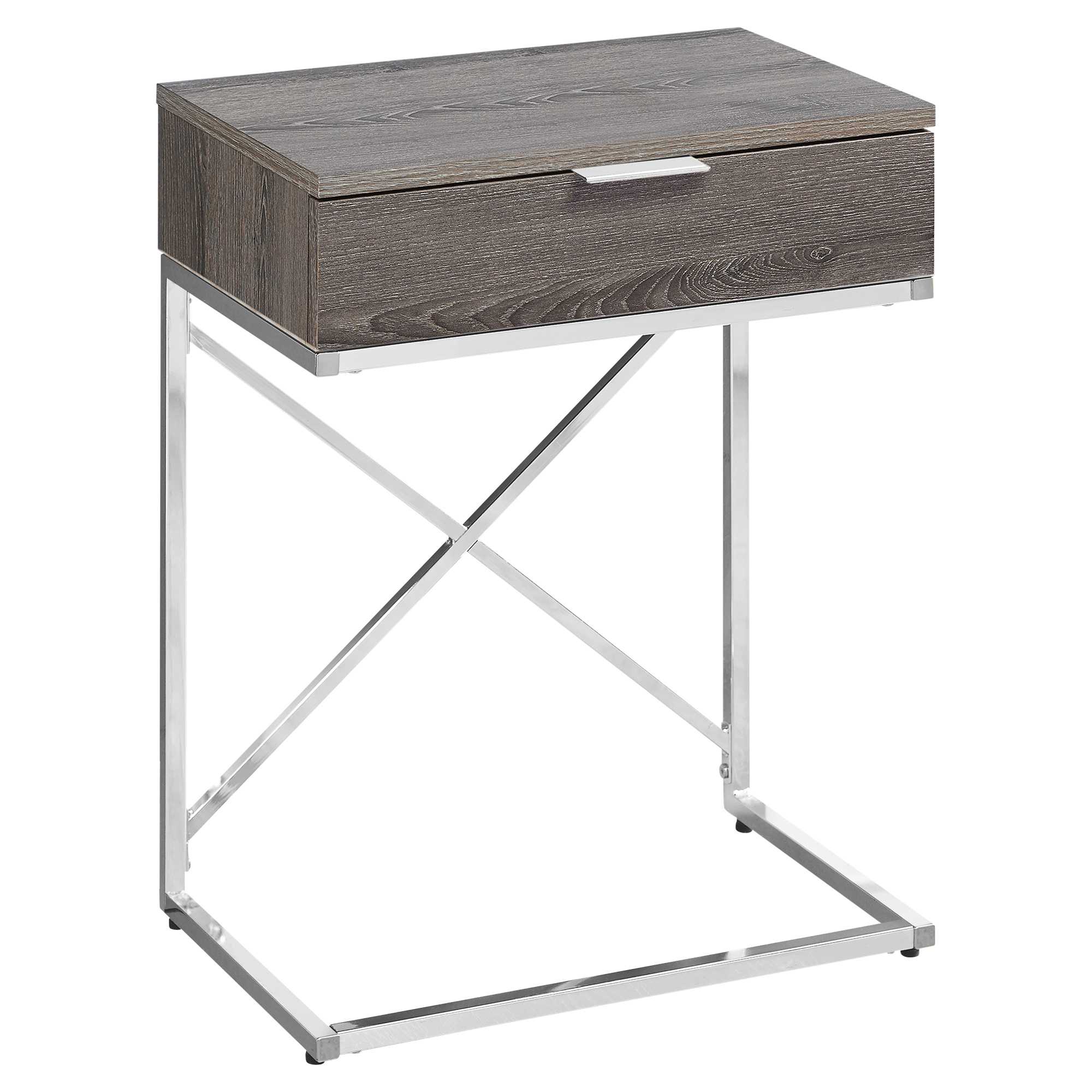 Dark Taupe Particle Board Metal Accent Table with a sleek design, perfect for living room decor.