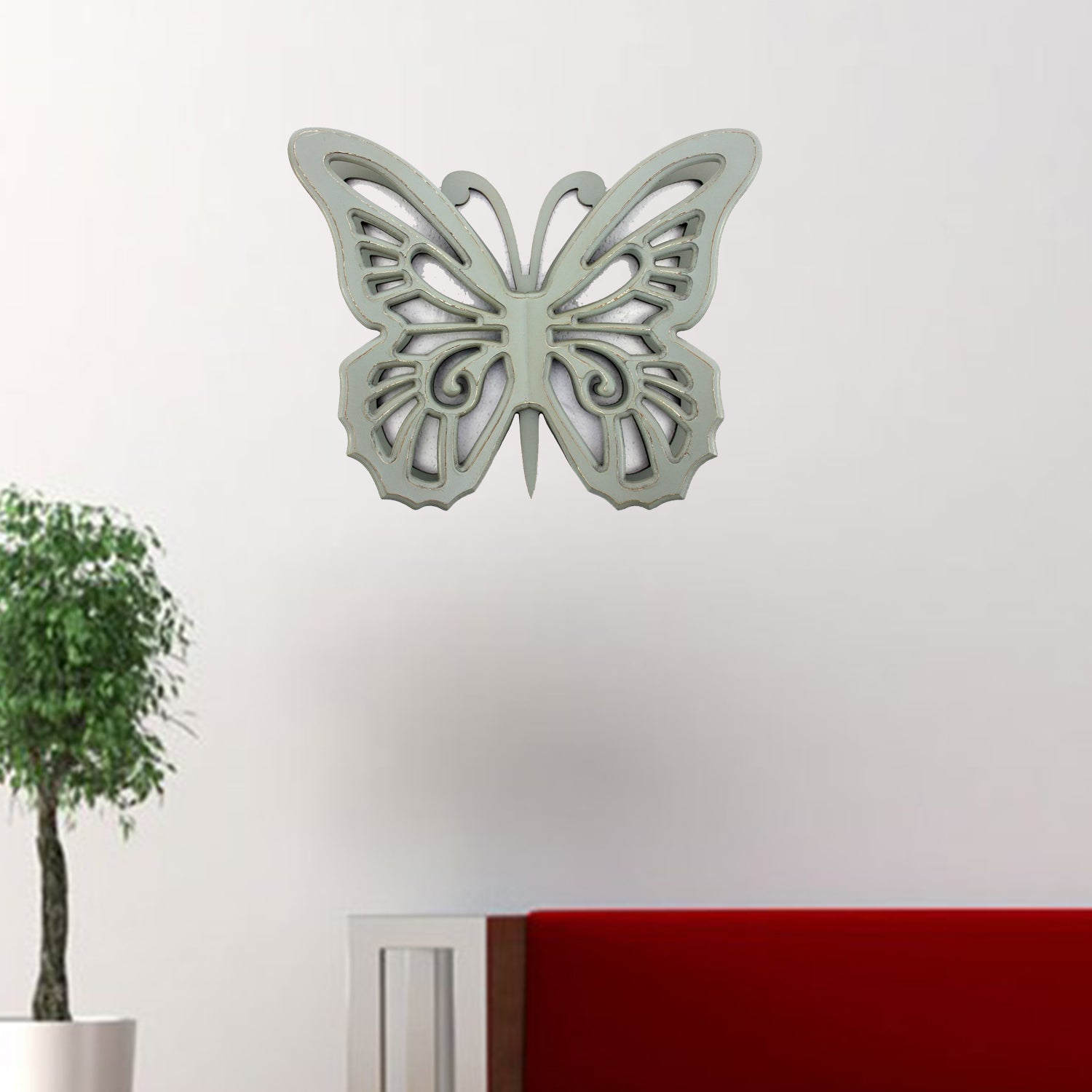 Gray rustic butterfly wooden wall decor, showcasing intricate design and elegant finish, perfect for enhancing indoor or outdoor spaces.