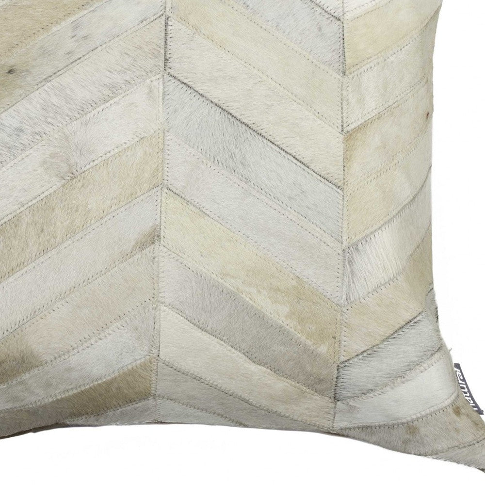 Luxurious 18x18 Enchanting Natural Torino Kobe Cowhide pillow showcasing unique mottling and texture, perfect for home decor.