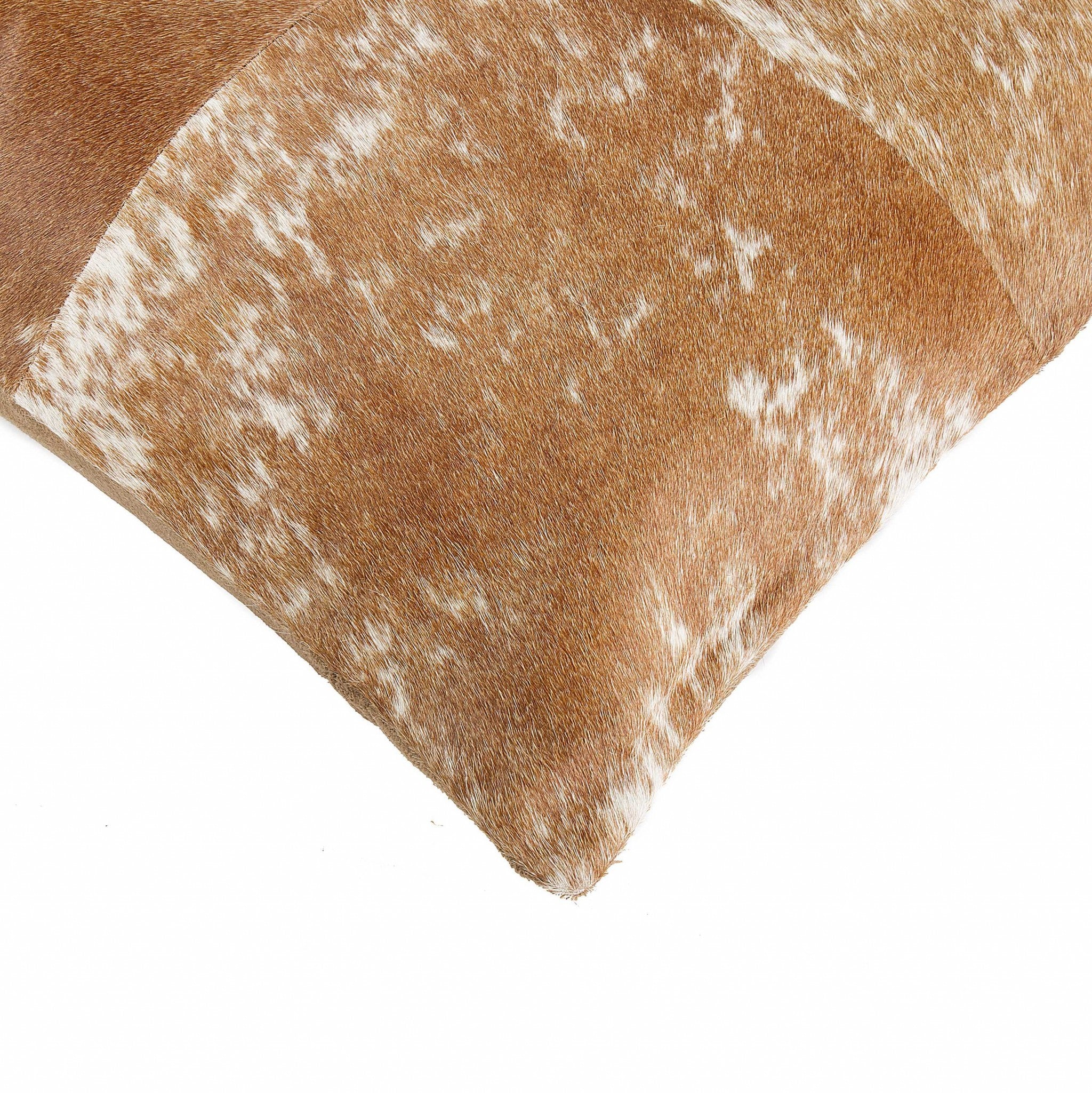 18x18 Salt and Pepper Quattro Pillow made from premium cowhide with a hidden zipper closure, showcasing a unique mottled texture.