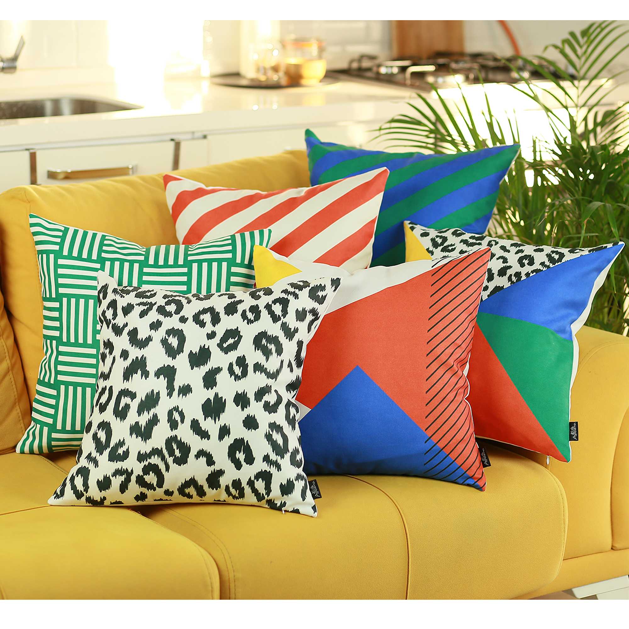 18x18 Memphis Square Printed Decorative Throw Pillow Cover featuring vibrant patterns and luxurious brushed fabric.