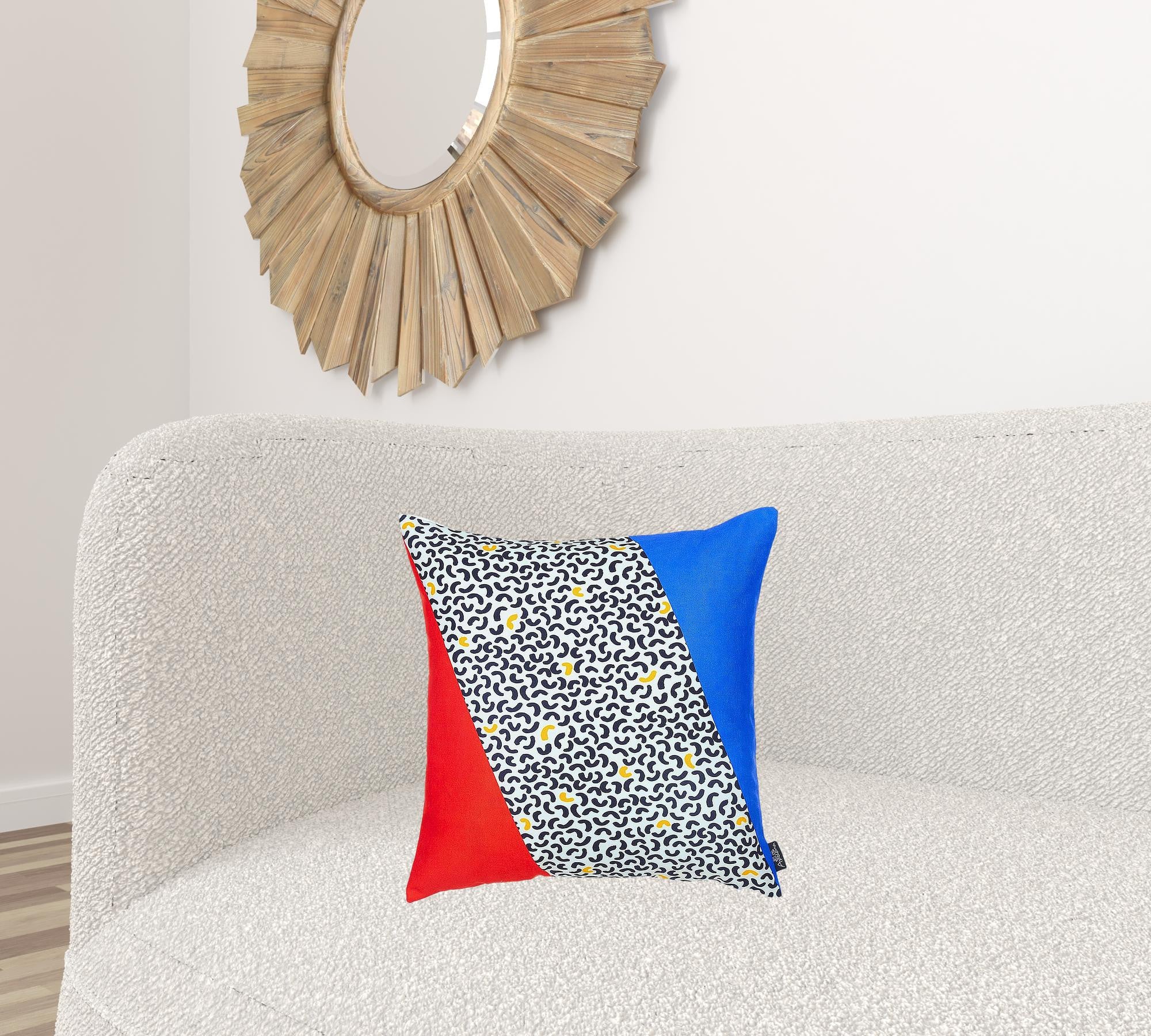 18x18 Memphis Square Printed Decorative Throw Pillow Cover showcasing vibrant patterns on luxurious brushed fabric with hidden zipper closure.