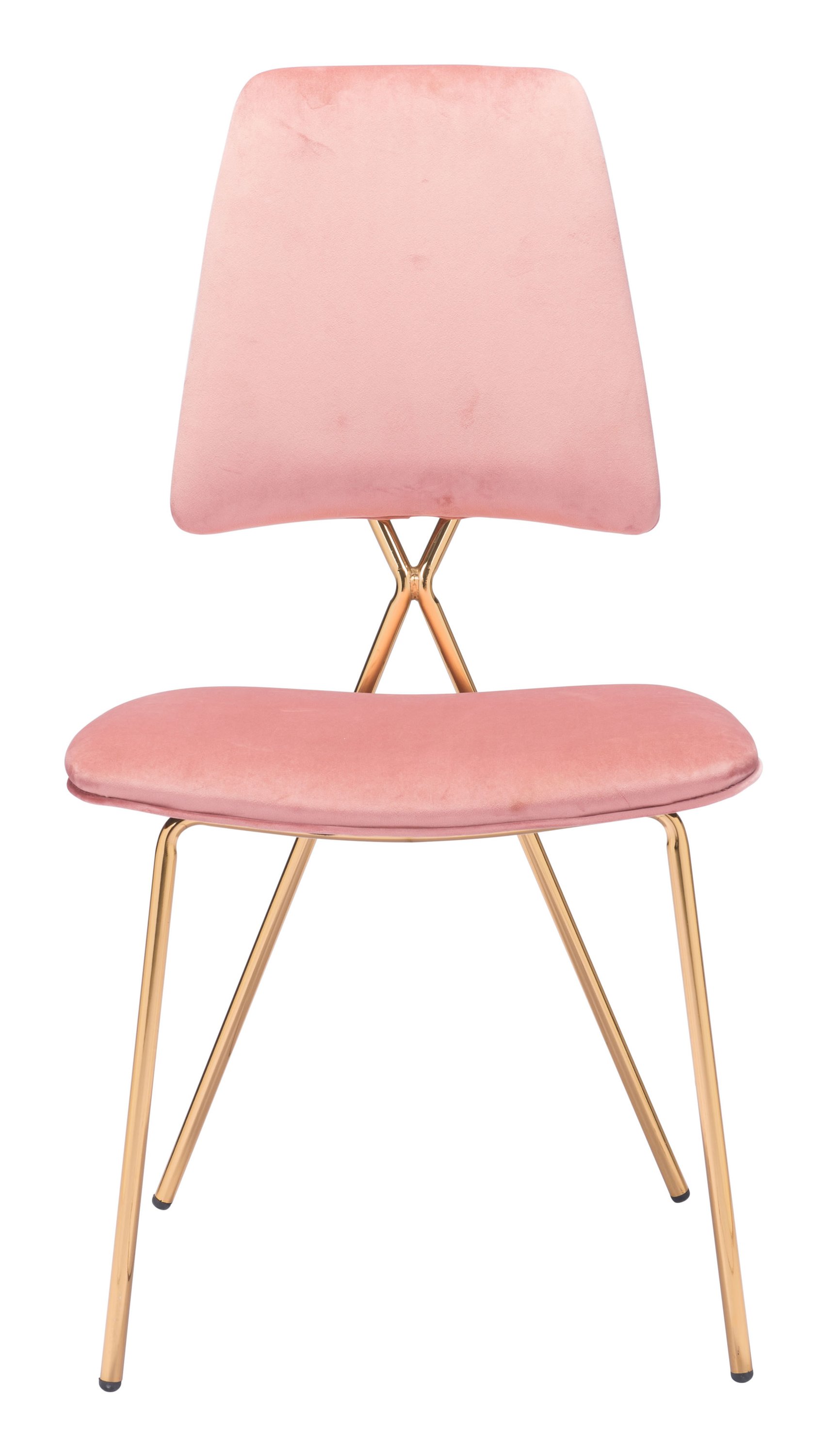 A stylish pink velvet chair with a gold frame, perfect for dining areas, showcasing luxurious design and vibrant color.