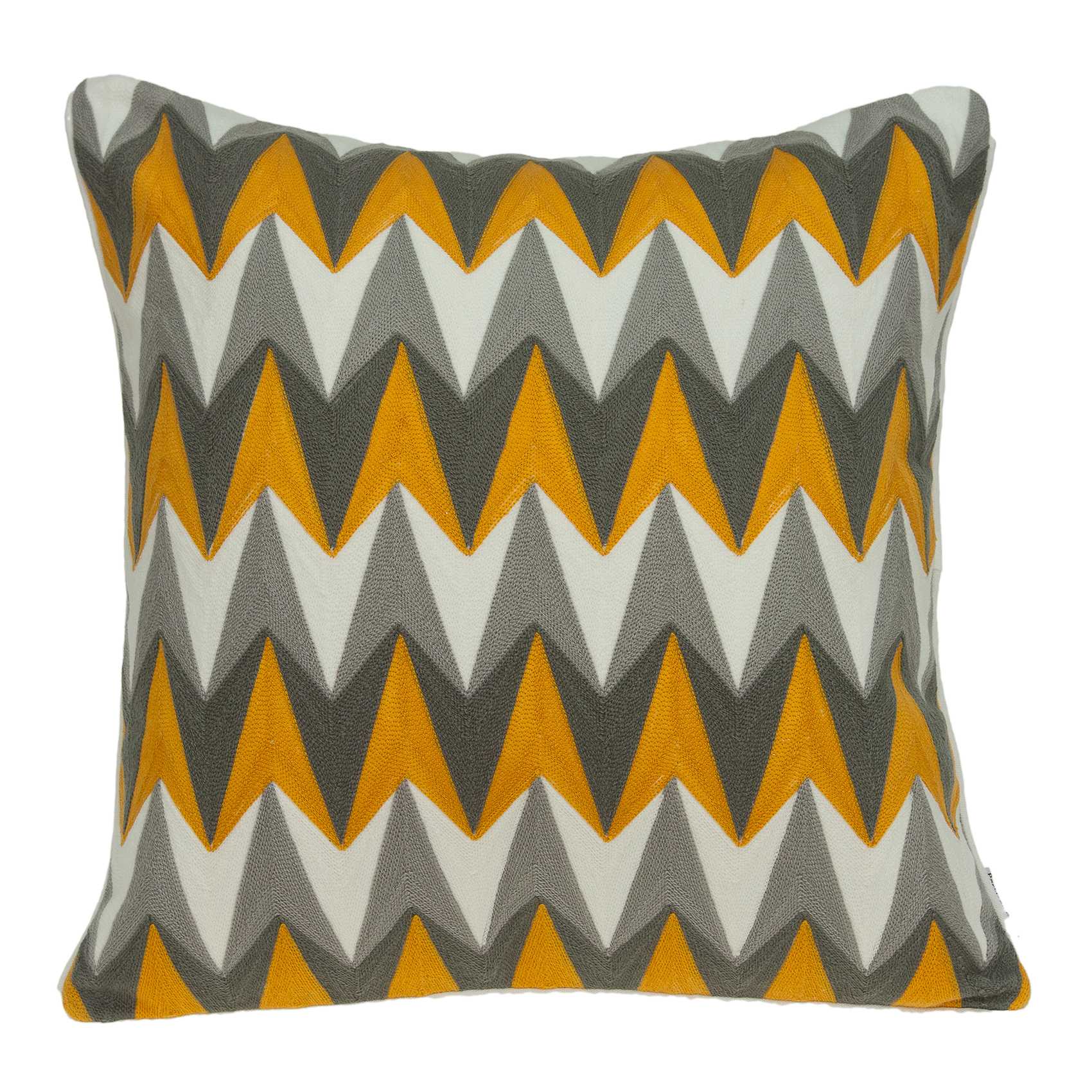 20x7x20 multicolor cotton pillow cover featuring gray, black, white, and orange colors with a polyfill insert, ideal for home decor.