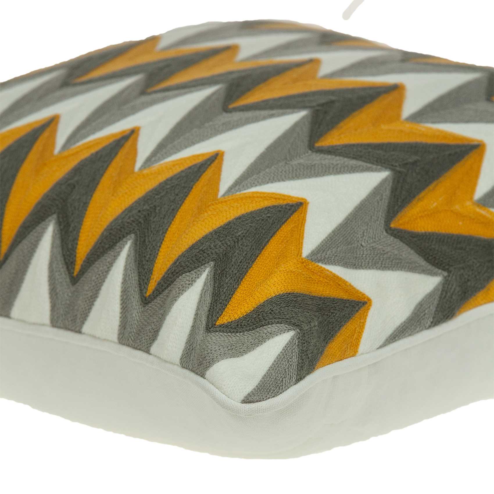 20x7x20 multicolor cotton pillow cover featuring gray, black, white, and orange colors with a polyfill insert, ideal for home decor.