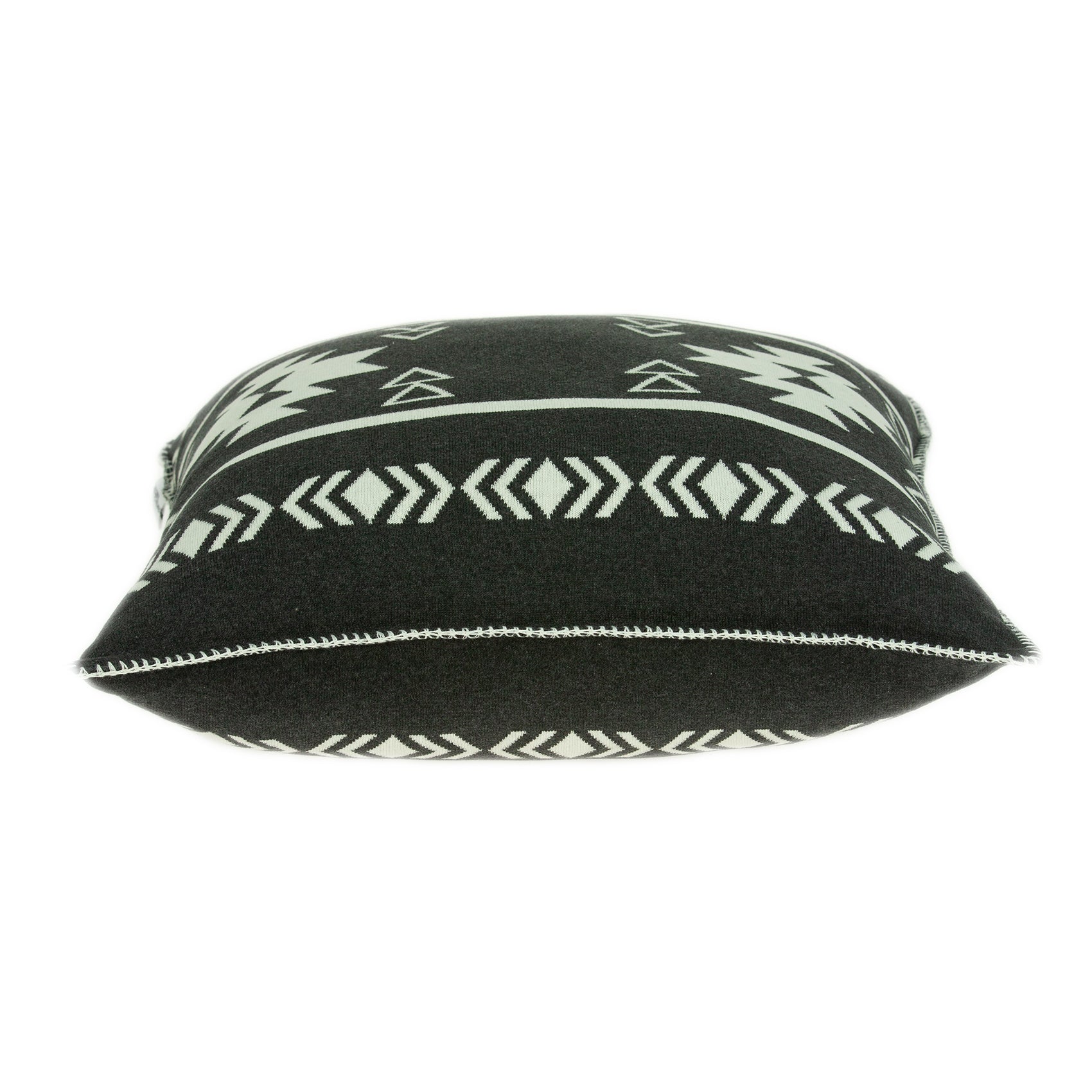 20x7x20 inches black cotton pillow cover with southwestern design, featuring a plush polyfill insert for comfort.