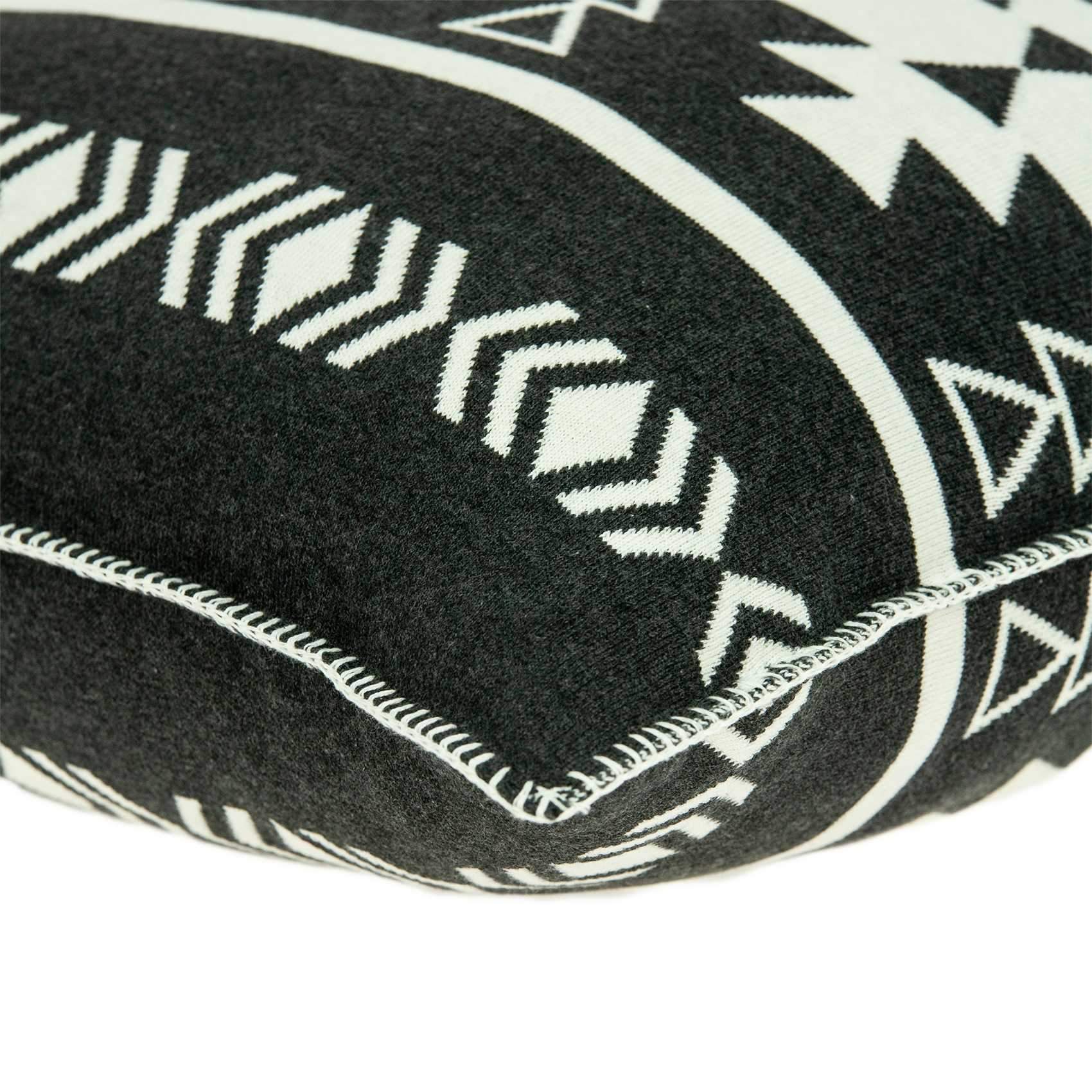 20x7x20 inches black cotton pillow cover with southwestern design, featuring a plush polyfill insert for comfort.