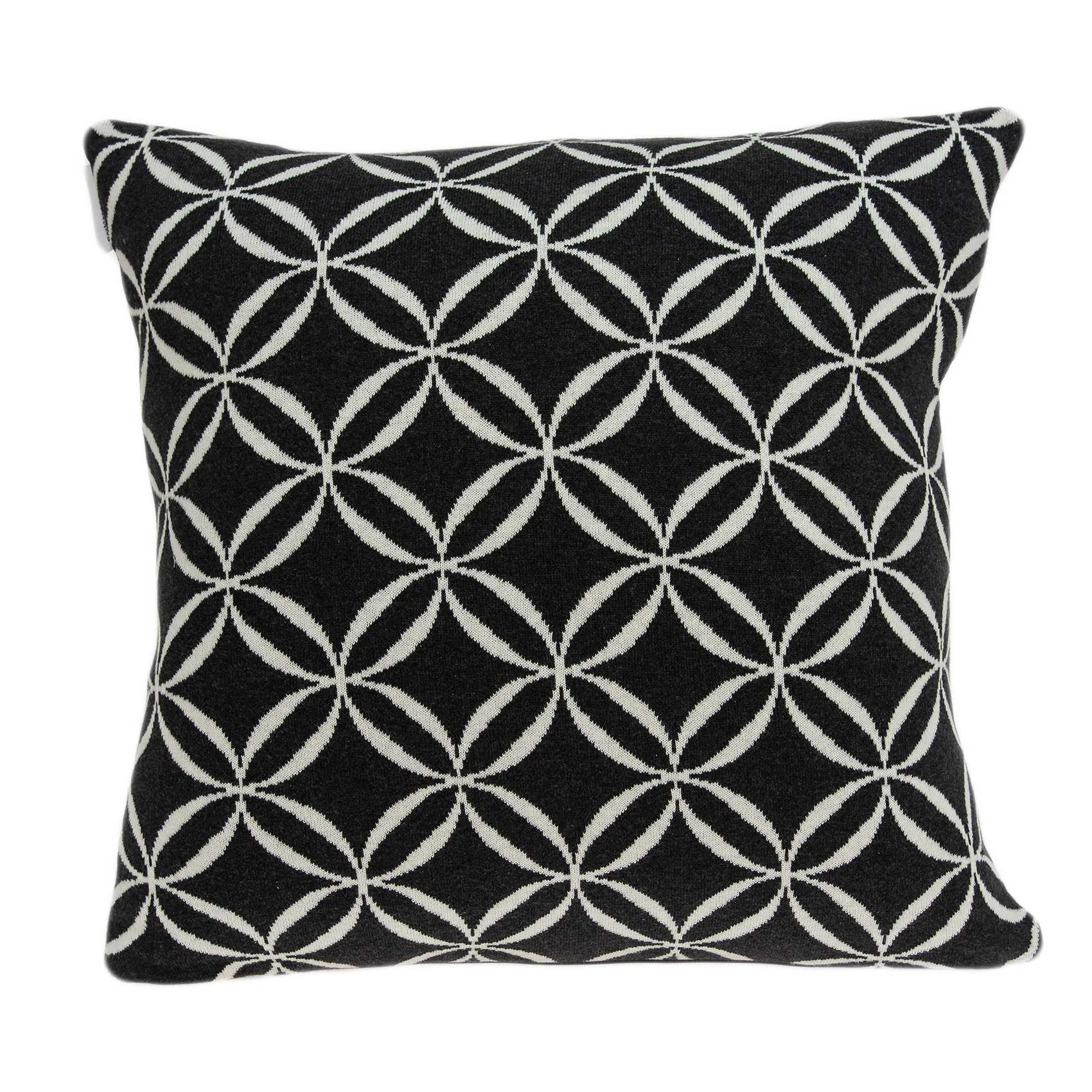 Transitional black pillow cover measuring 20x7x20 inches, made from 100% cotton, featuring a sleek design suitable for various home decors.