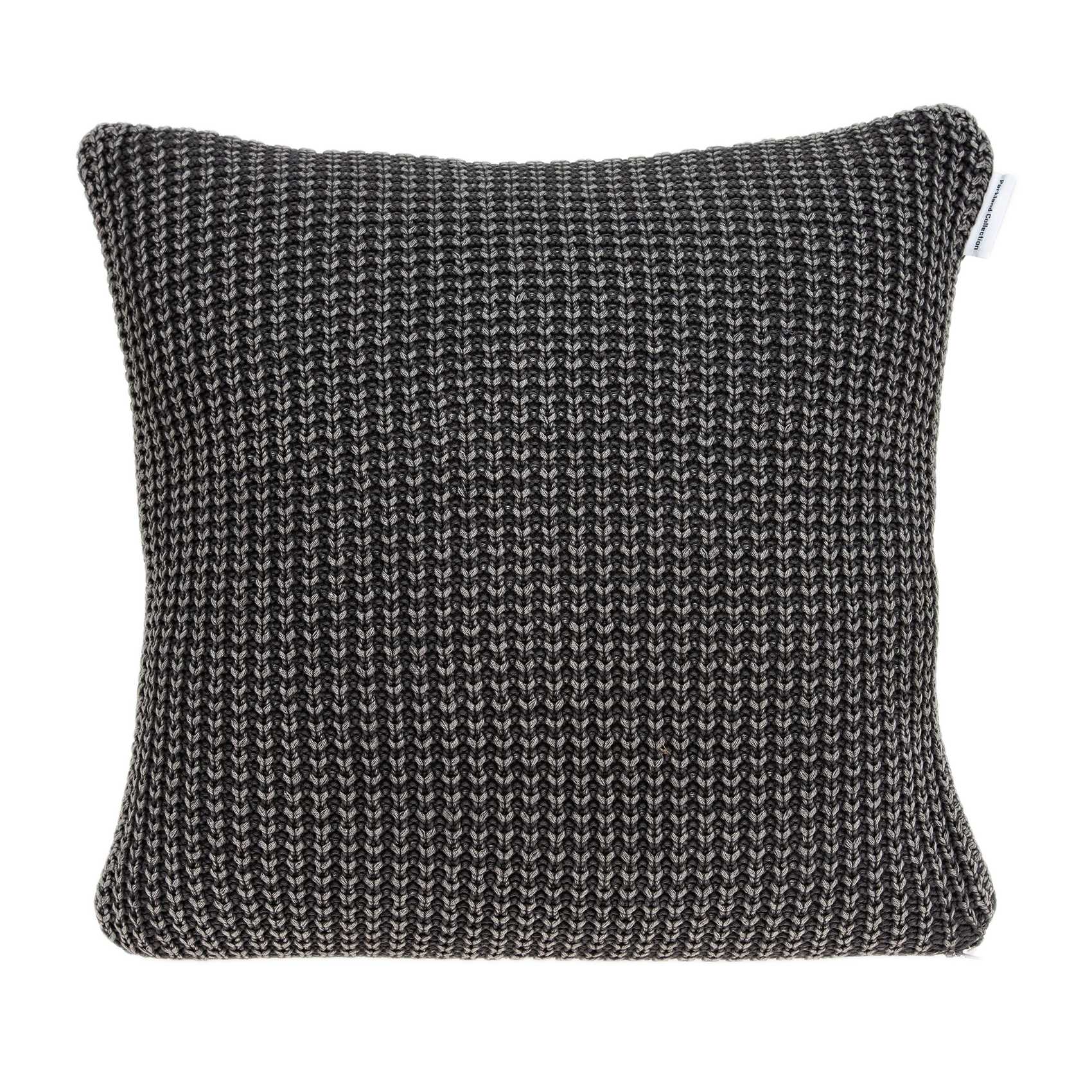 Transitional charcoal pillow cover measuring 20x7x20 inches, made from 100% cotton, featuring a soft texture and stylish design.