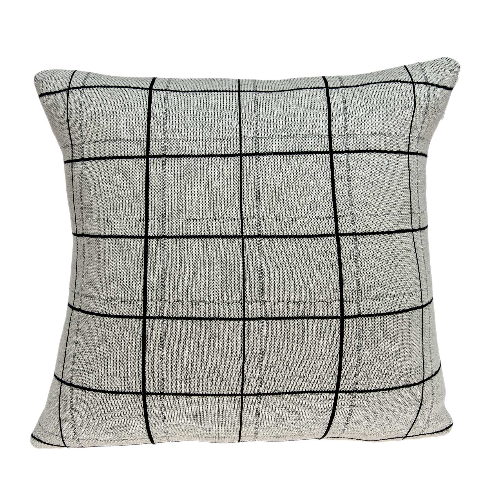 Transitional gray pillow cover measuring 20x7x20 inches, made from 100% cotton with a soft texture and elegant design.