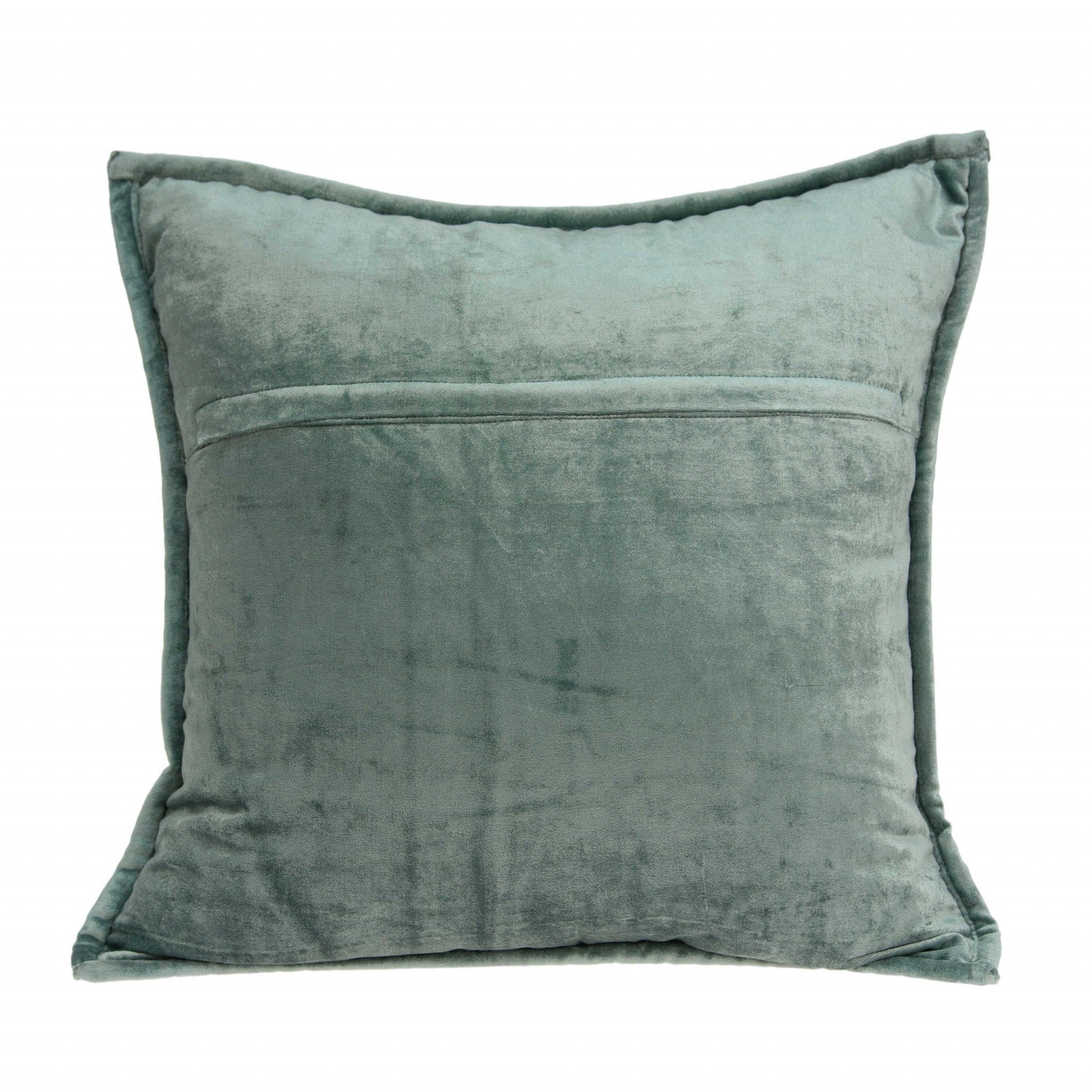 Transitional sea foam solid quilted pillow, 20x7x20 inches, featuring a soft cotton blend and polyfill insert, perfect for home decor.