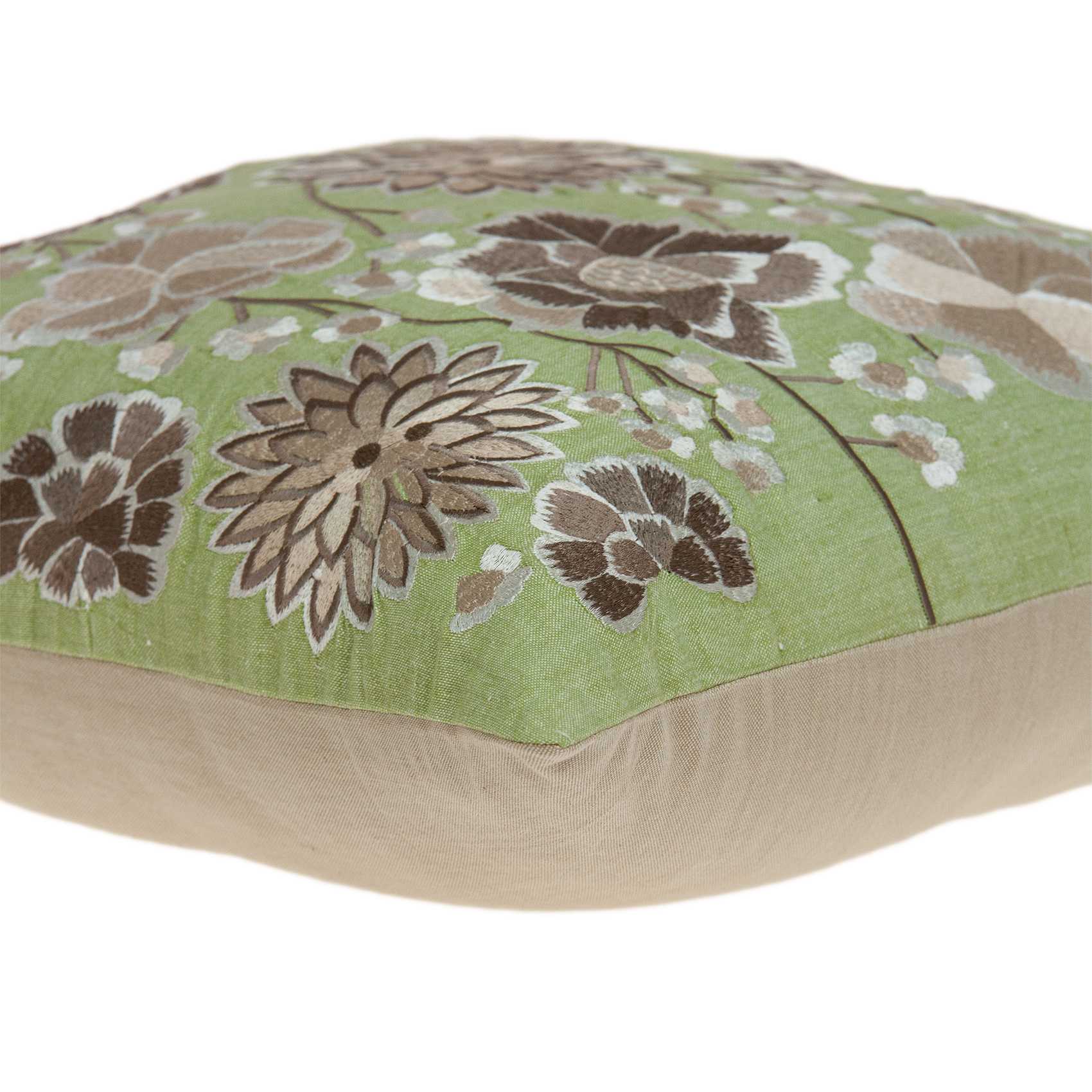 20x7x20 Tropical Green Pillow Cover with floral patterns, made of 100% cotton fabric and includes a poly insert for comfort.