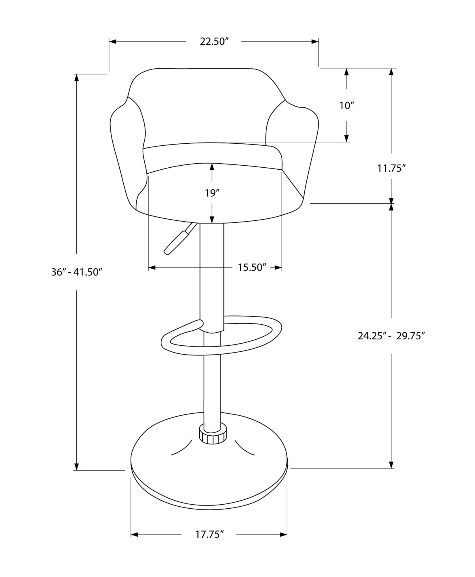 Stylish 21" x 22.5" x 36" charcoal foam metal leather look barstool with a shiny steel base and plush curved seat.