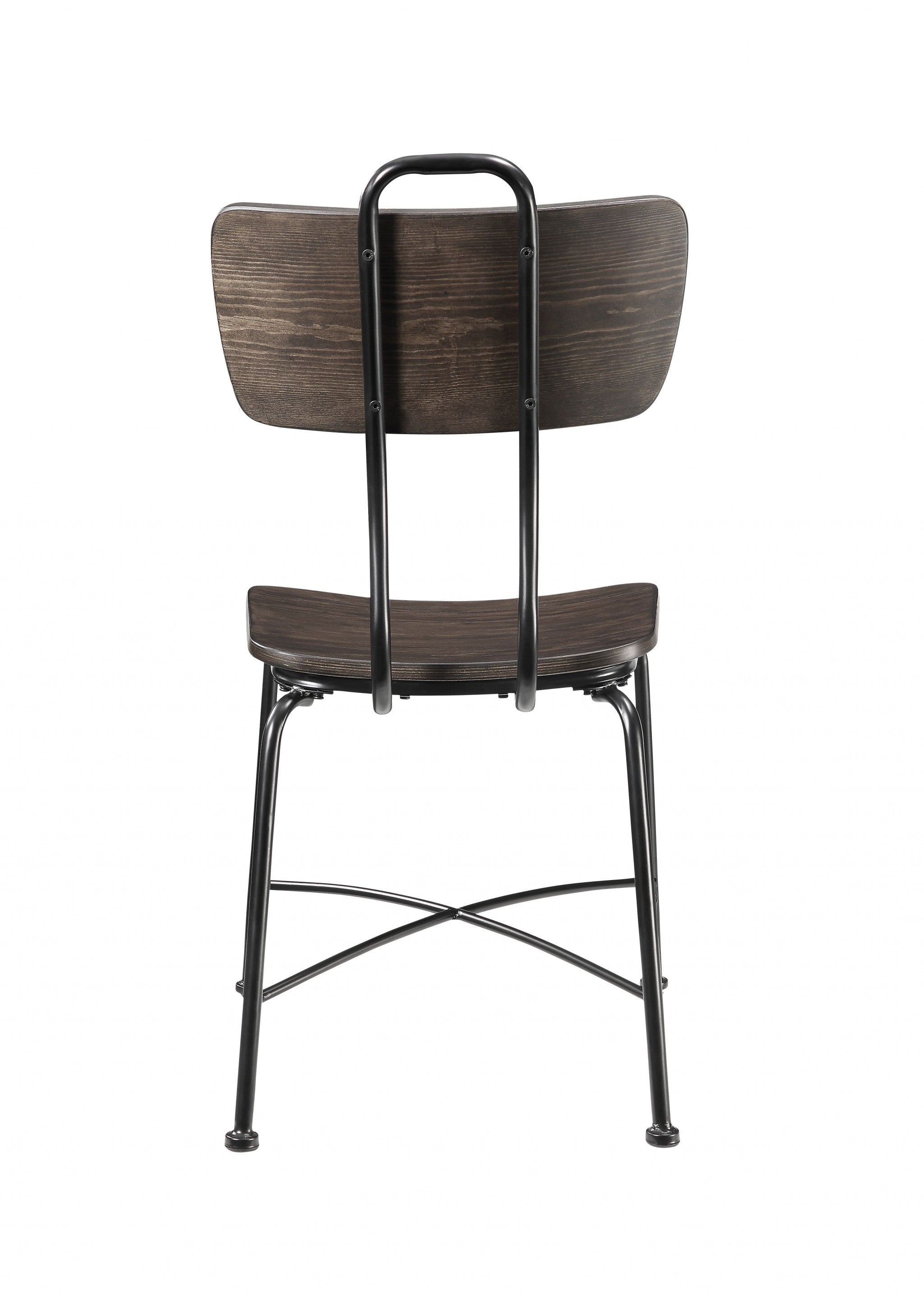 Elegant side chair featuring a walnut wood seat and sturdy black metal base, ideal for modern and industrial decor.