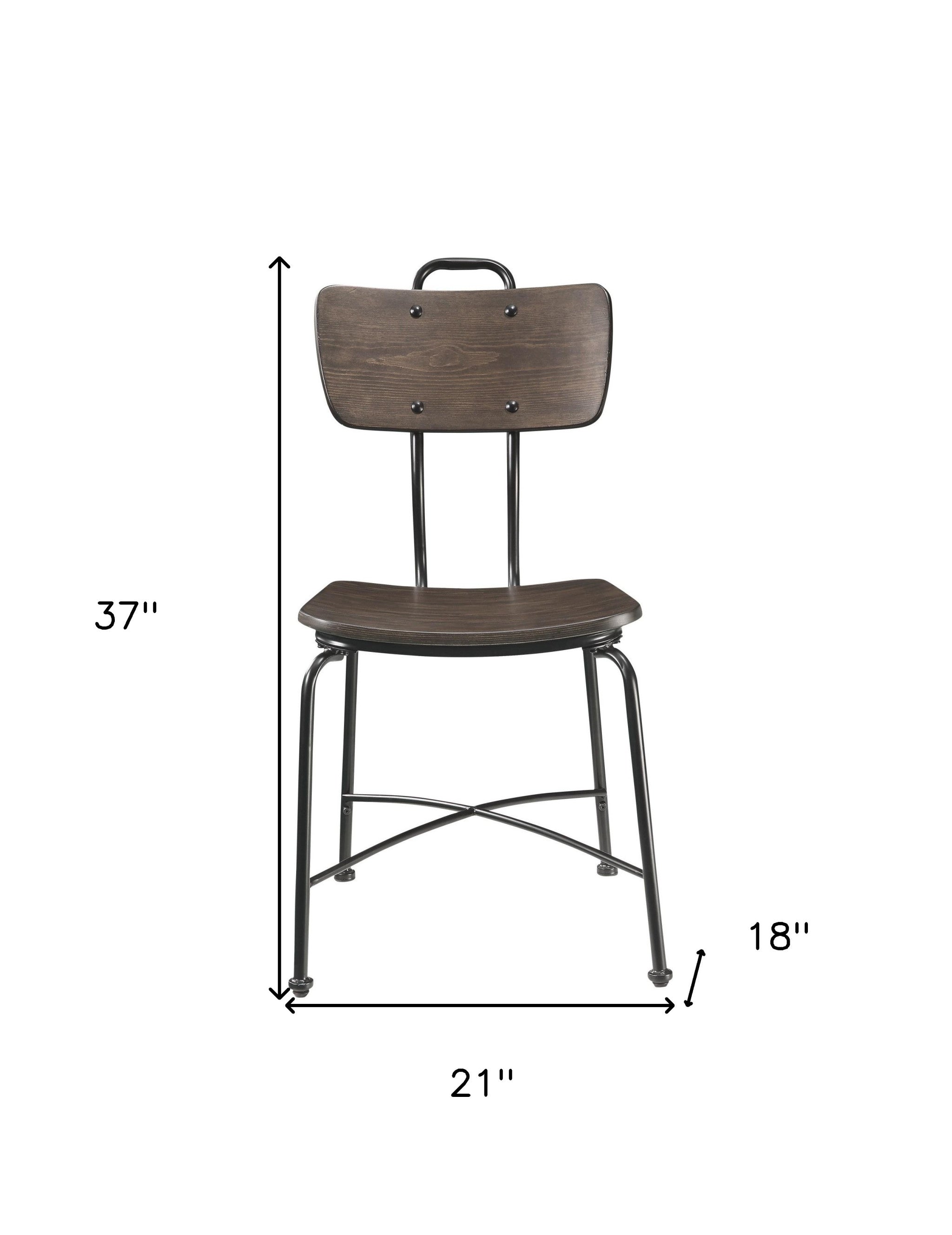 Elegant side chair featuring a walnut wood seat and sturdy black metal base, ideal for modern and industrial decor.