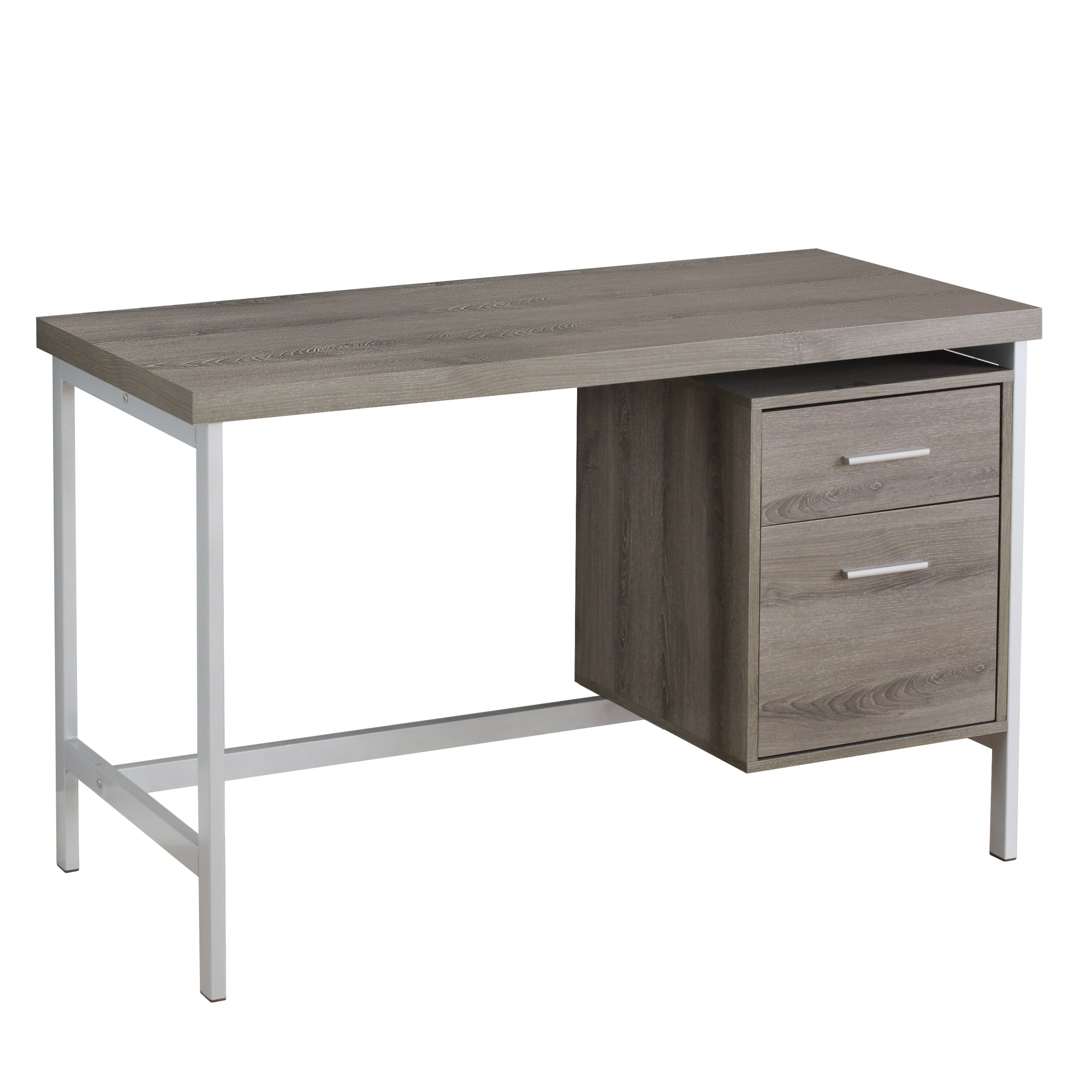 Dark Taupe Silver Particle Computer Desk with two drawers and a modern design, perfect for home office use.