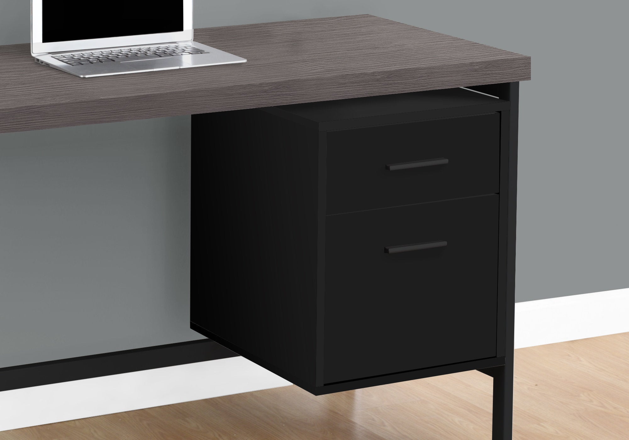 Dark Taupe Silver Particle Computer Desk with two drawers and a modern design, perfect for home office use.